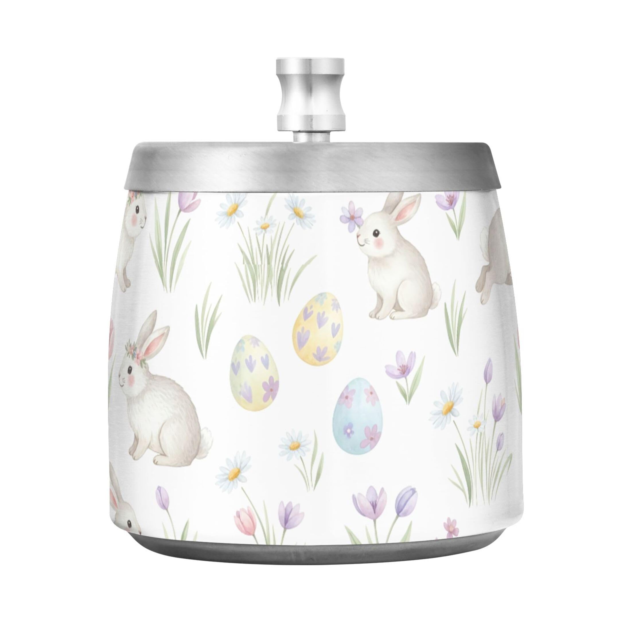 Kutsu Bunny Ashtray for Cigarette, Smokeless Odorless Ash Tray Stainless Steel for Home Office, Anti-Slip Ashtray with Lid for Outdoor Balcony