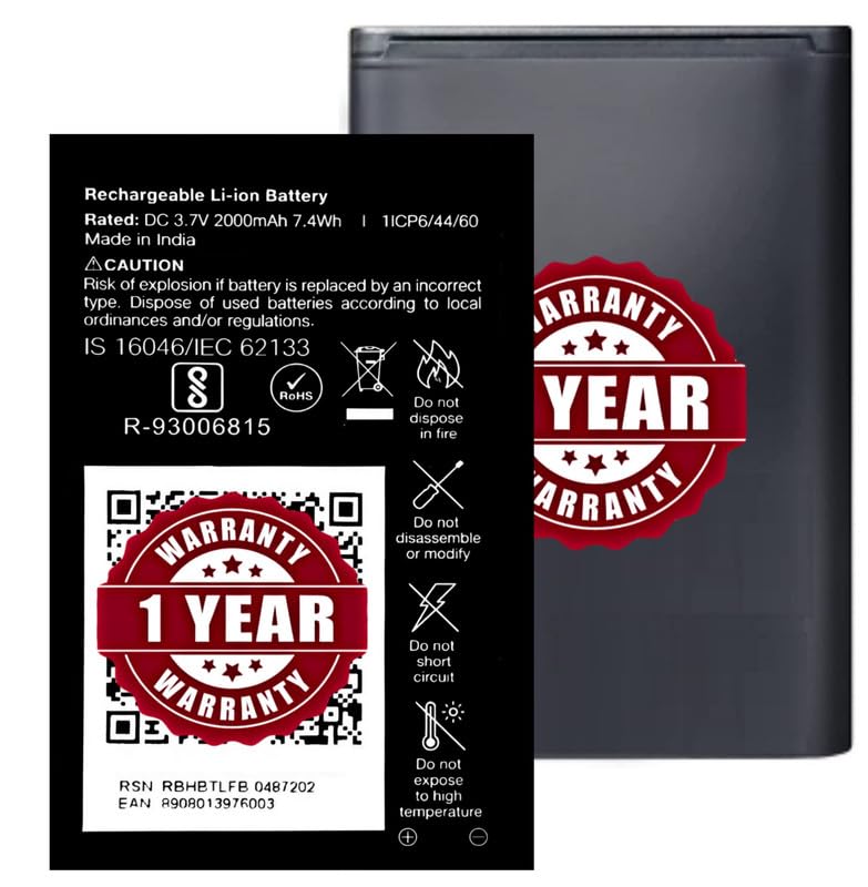 Image of Original 2000 mAh Battery for LYF Jio Phone (All Jio Keypad Phones) Battery - (2000mAh) - 1 Year Warranty MC1