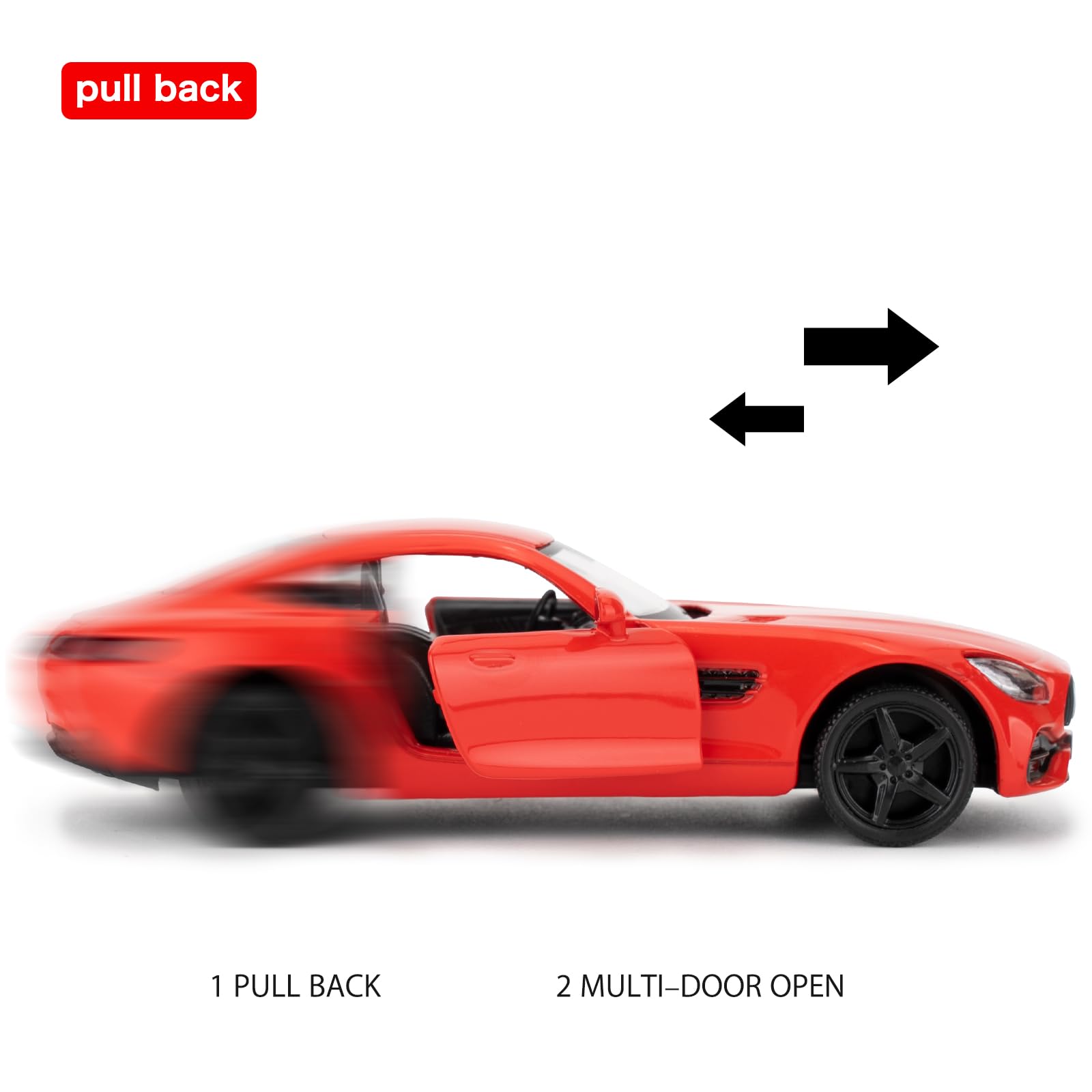RMZ City 1/36 Scale AMG GTR Car Model, Zinc Alloy Die-Cast Pull Back Vehicles Kid Toys for Boy Girl Gift (Red) - Image 3