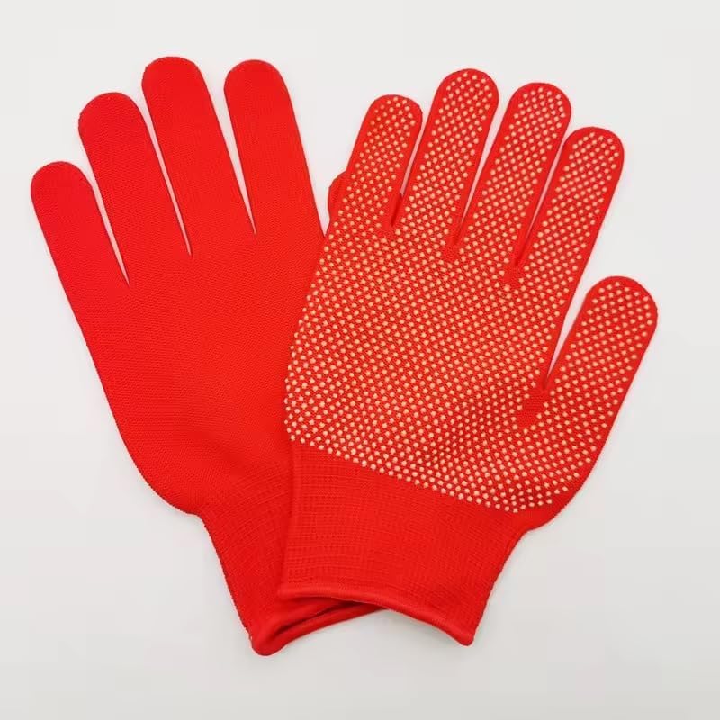 Image of Heega PVC Dotted Cricket Tennis and Batting Gloves for Men with Flexible and Secure Elastic Wrist | Extra Grip, Breathable Cotton Tennis Batting Gloves for Cricket (Red, 2 Pair)