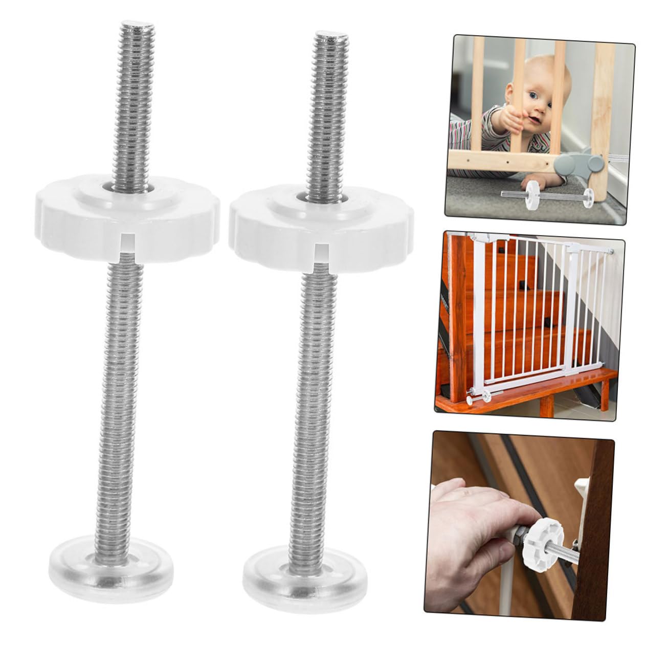 BESTonZON 4 Ensembles Quincaillerie pour Barrière De Bébé Rampe Les Pièces Boulons des Vis Boutons Portes Bébé Partie Clôture Serrures Porte Bébé Fileté Extenseur Abdos Blanche 6 Pièces * 4