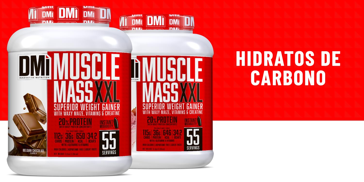 MUSCLE MASS XXL - SUPERIOR WEIGHT GAINER (Strawberry, 3.3 Kg (7.26 Lbs))