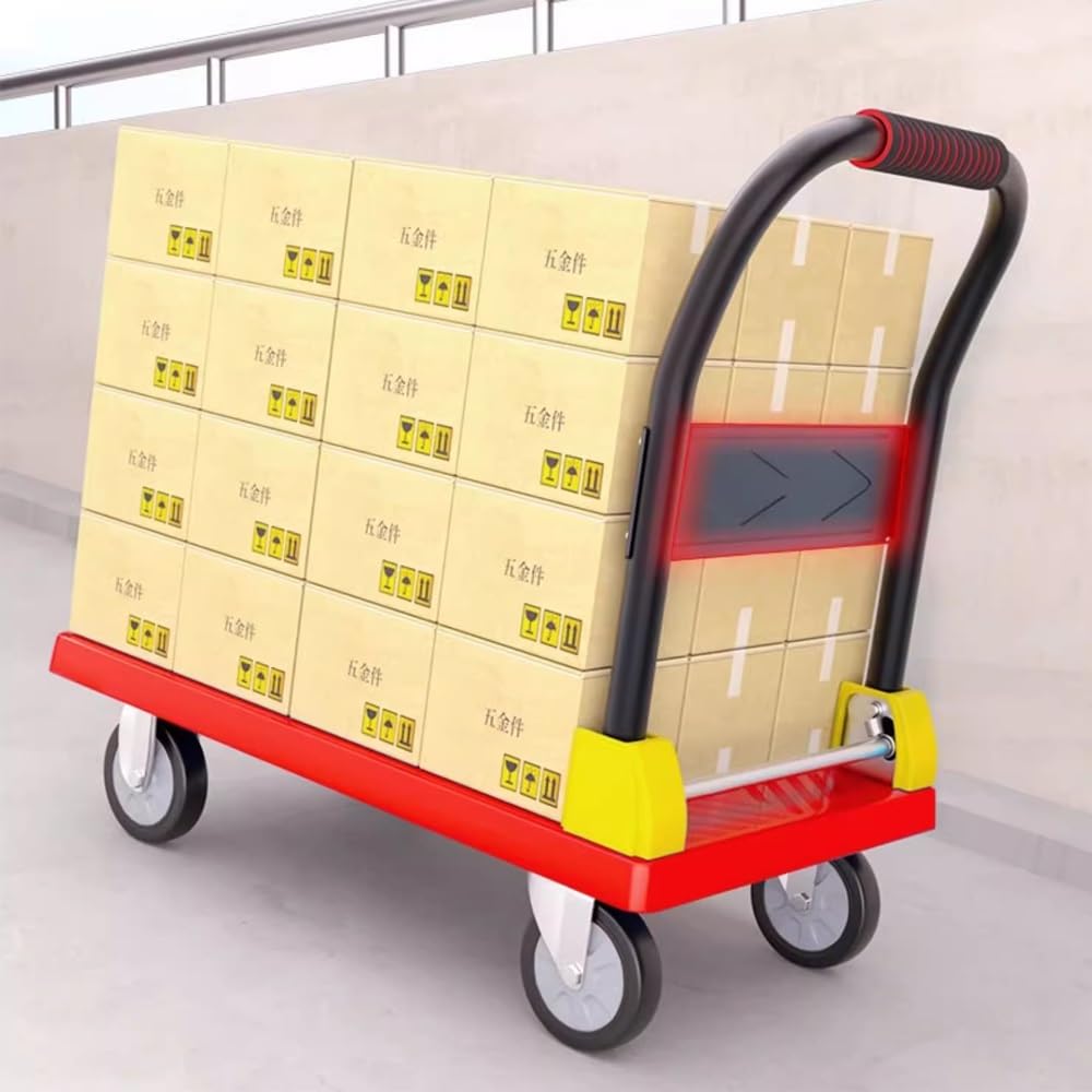 Carro de plataforma plegable, carro de mano multifuncional, portátil, plataforma plana para transporte de carga (negro)