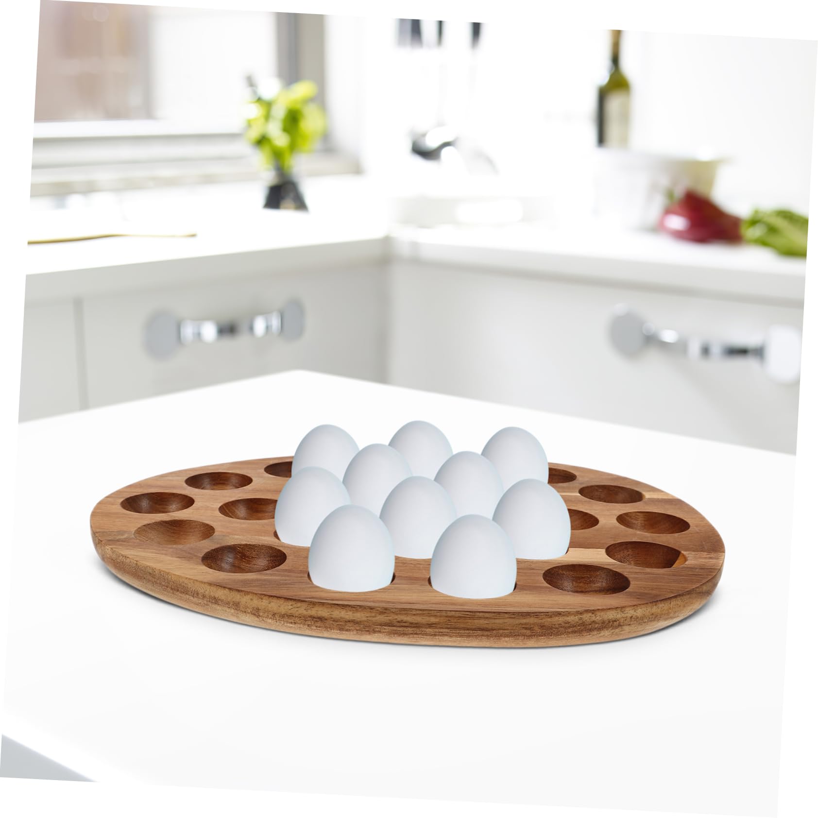 ABOOFAN Huevera De Madera Natural para Nevera 24 Compartimentos, Soporte Organizador para Huevos De Gallina, Bandeja Resistente para Almacenamiento Cocina y Refrigerador