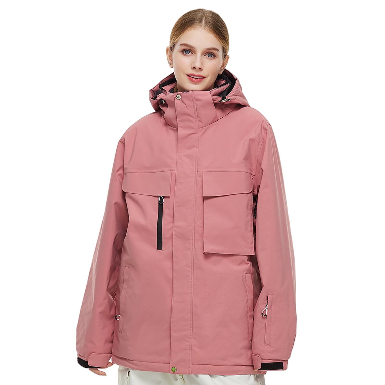 GS SNOWING Women's Ski Jackets Men's Snow Jacket Windproof Waterproof Warm Winter Coat Snowboarding Insulated Jacket with Hooded Red M