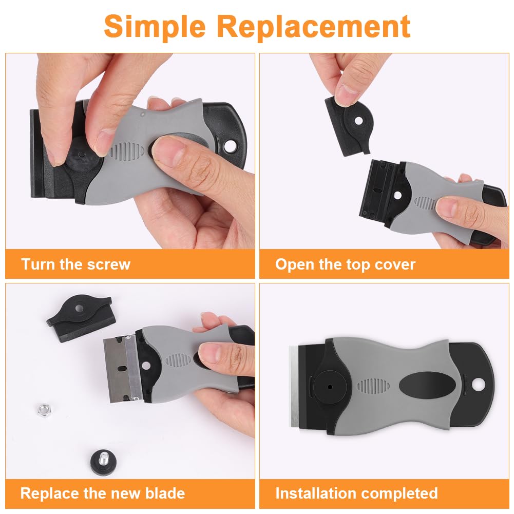 Flintronic Rascador, Rasqueta para Vitrocerámica Multiusos, 1 Rasqueta Multiusos Profesional, con 20 Cuchillas para Ventanas, Espejos, Azulejos Limpieza (Negro)