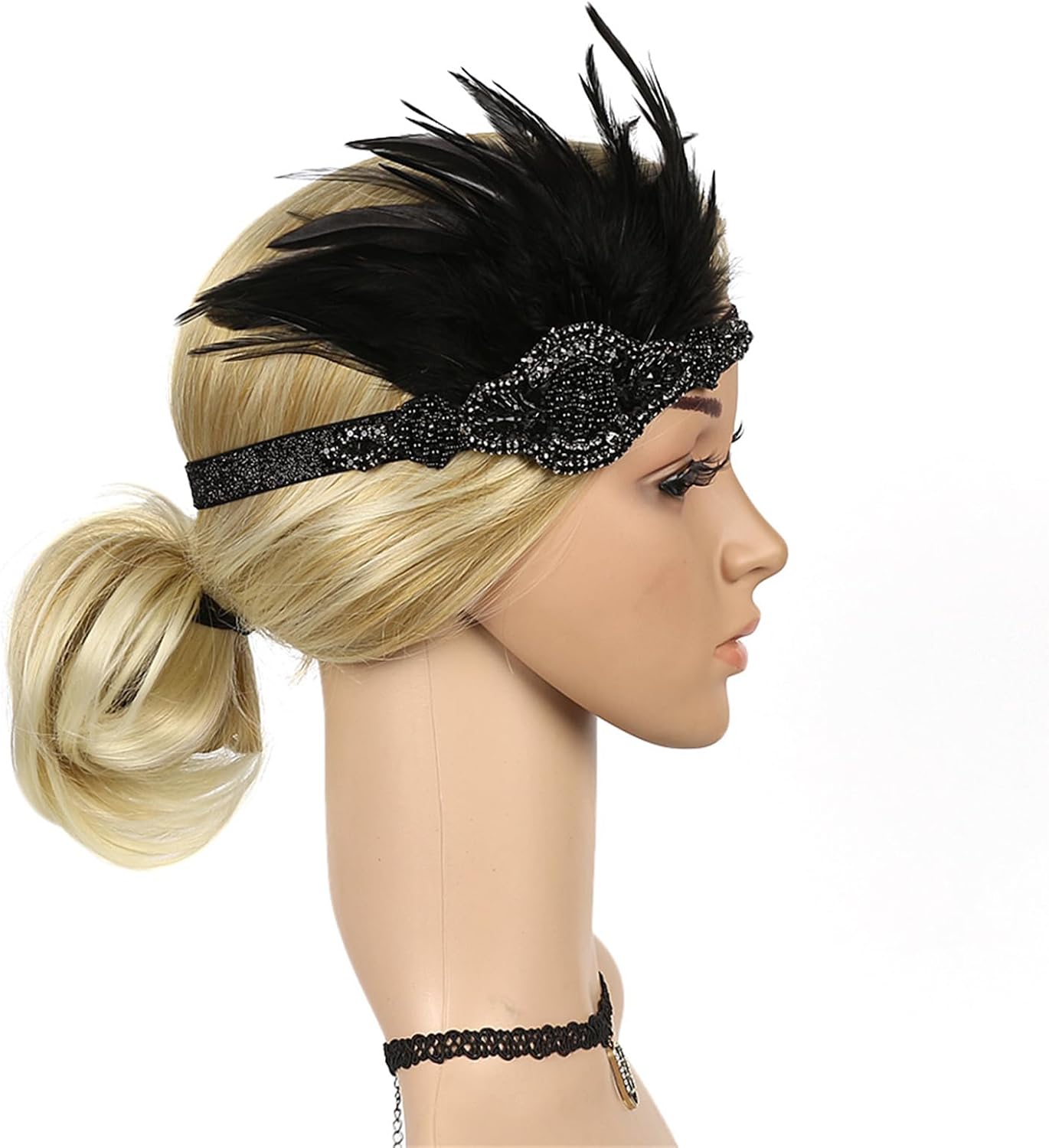 Great Gatsby 1920s Accessories Flapper Headbands for Women with Feathers for Crafting Vintage Party Headpiece - Image 3