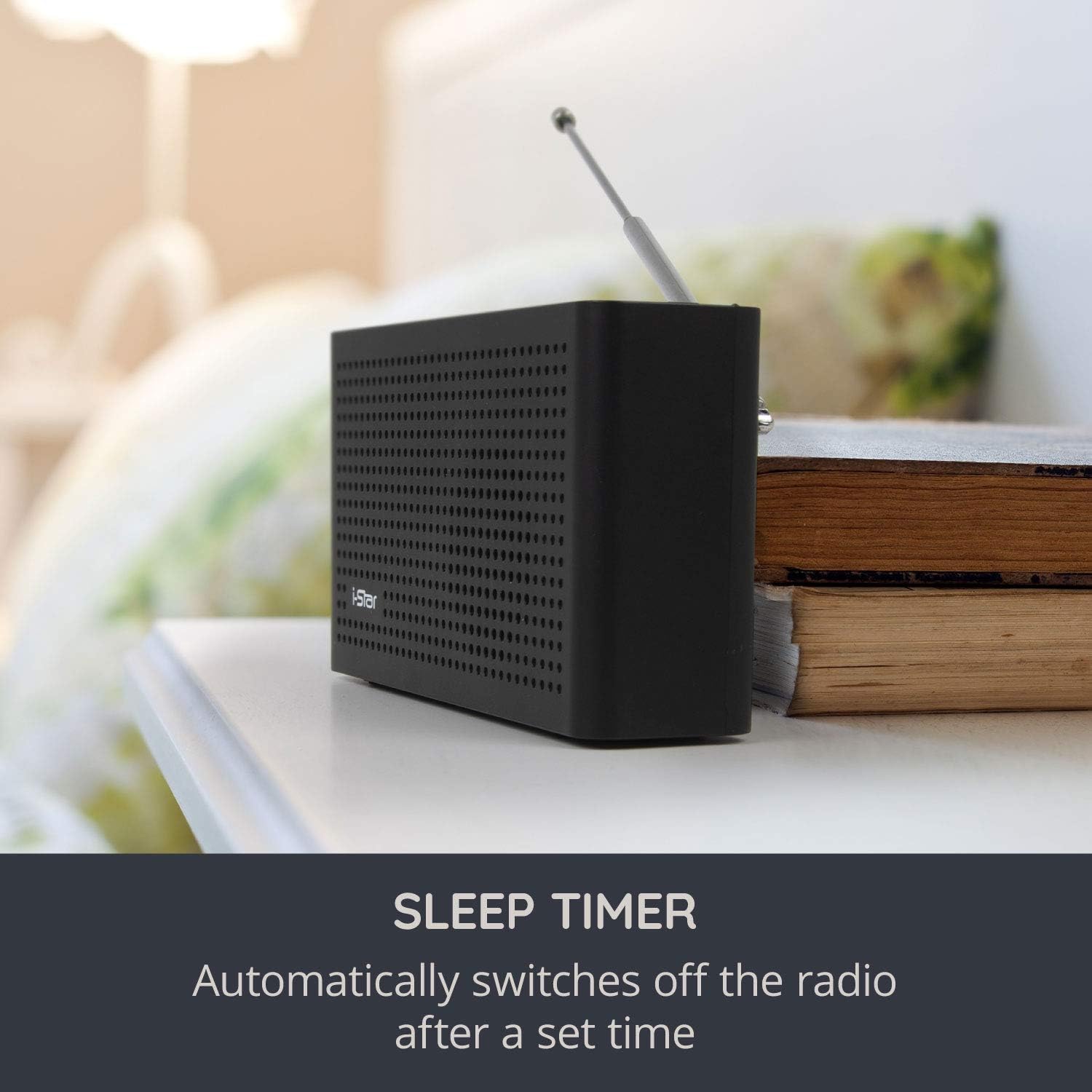 i-Star Radio on a bedside table, illustrating sleep timer function