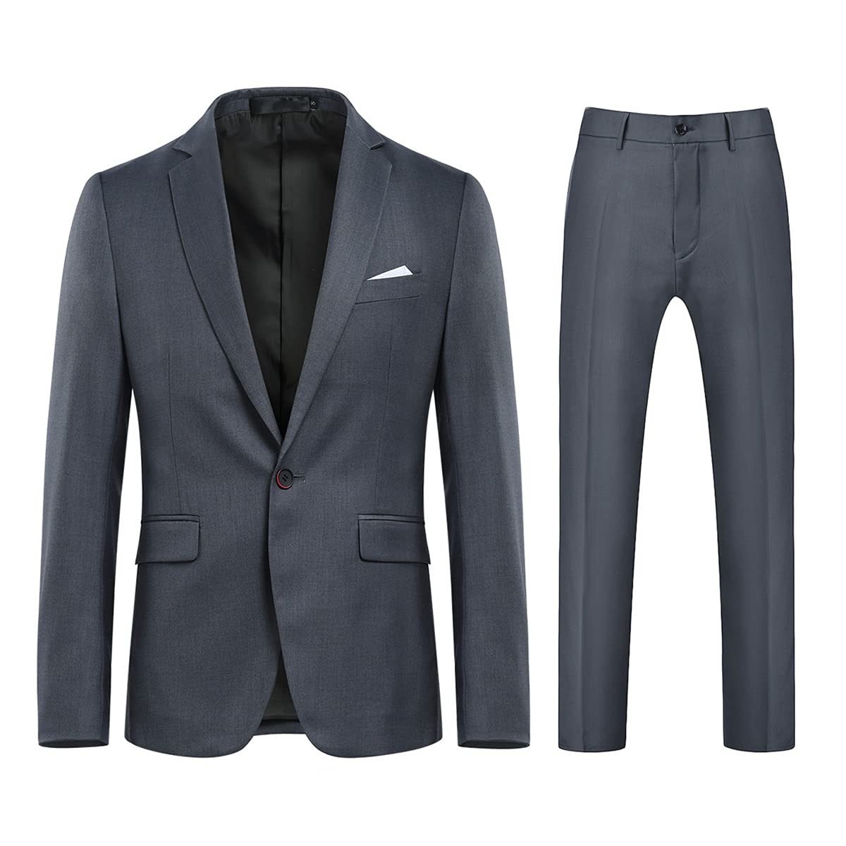 Allthemen Abito da Uomo in 2 Pezzi Tinta Unita con Un Bottone e Spacco sul Retro (Blazer + Pantaloni) Suit da Lavoro Business