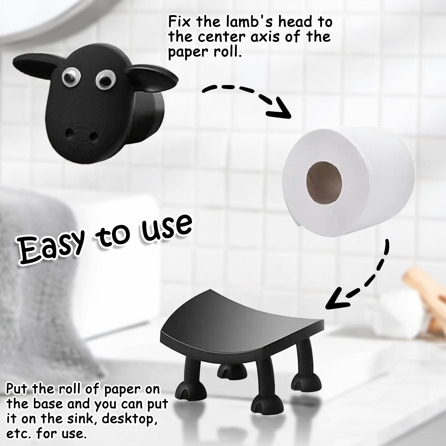 Lustiger Schaf Toilettenpapierhalter - 3er Set Niedliche Badezimmer Deko