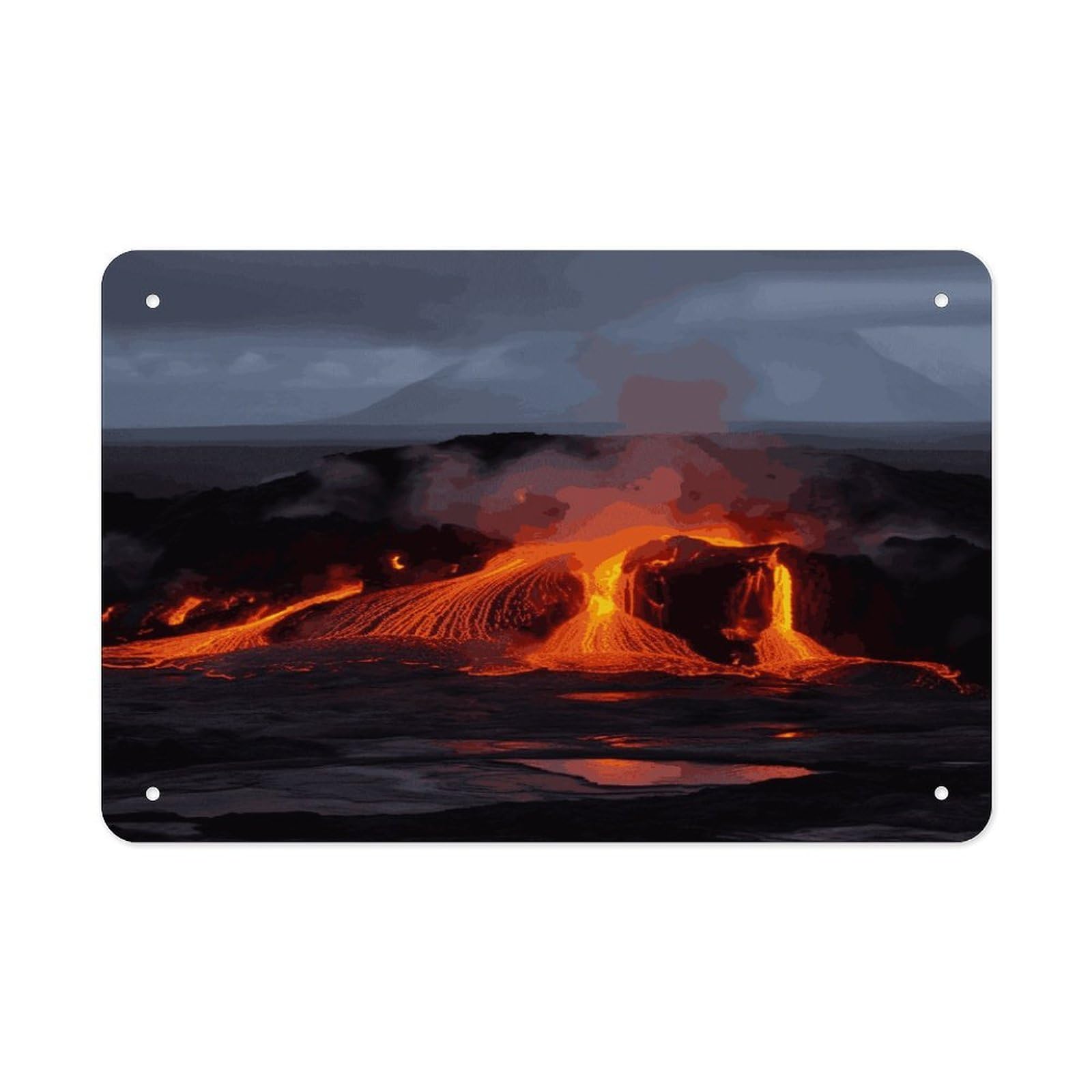 Fekiloot Style Kilauea Volcano Metal Signs Wall Art Tin Sign