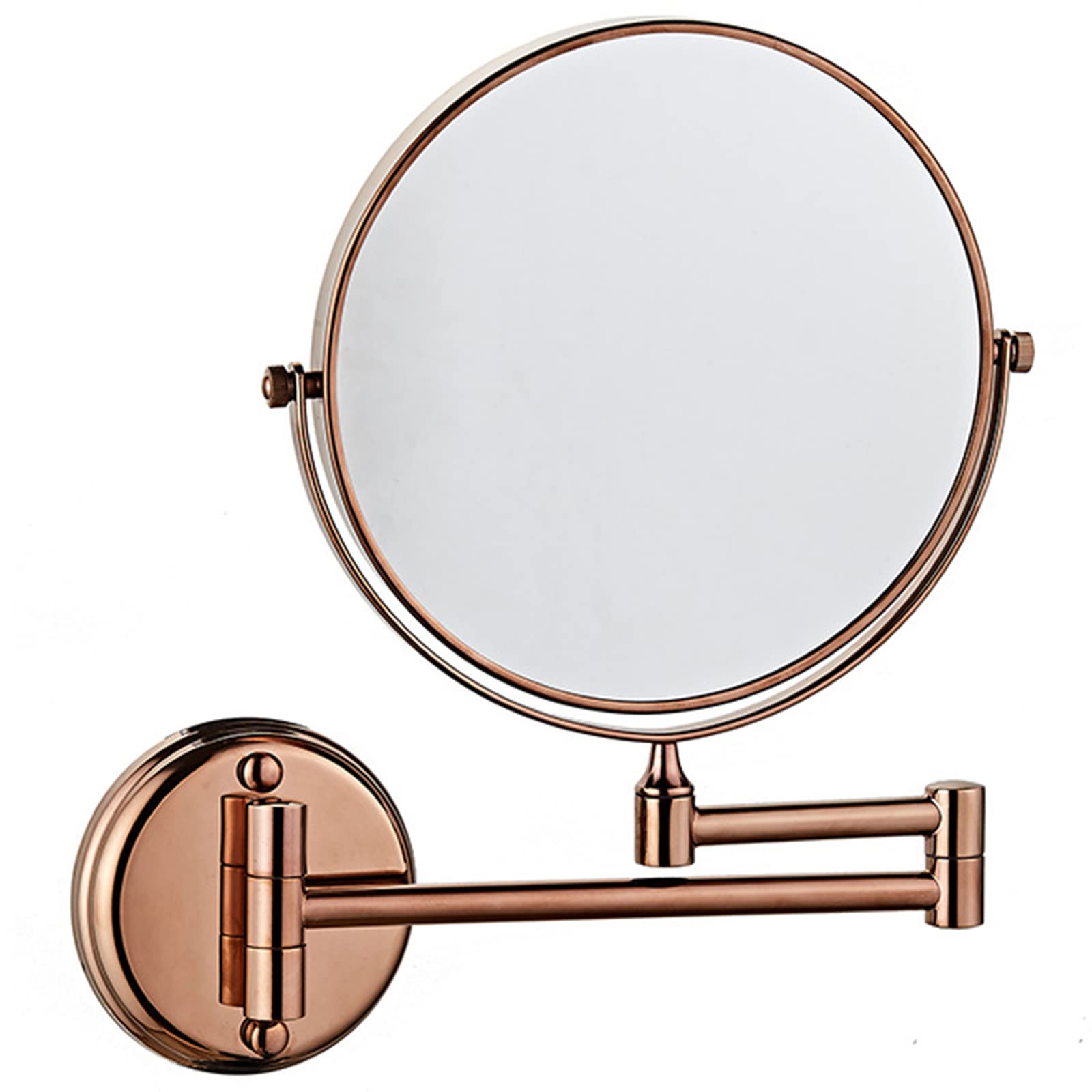 SXFSDOU 8 Inch Double Sided Vanity Mirror with 360° Swivel Magnifying 3X Rose Gold Brass Beauty Cosmetic Makeup for Bathroom