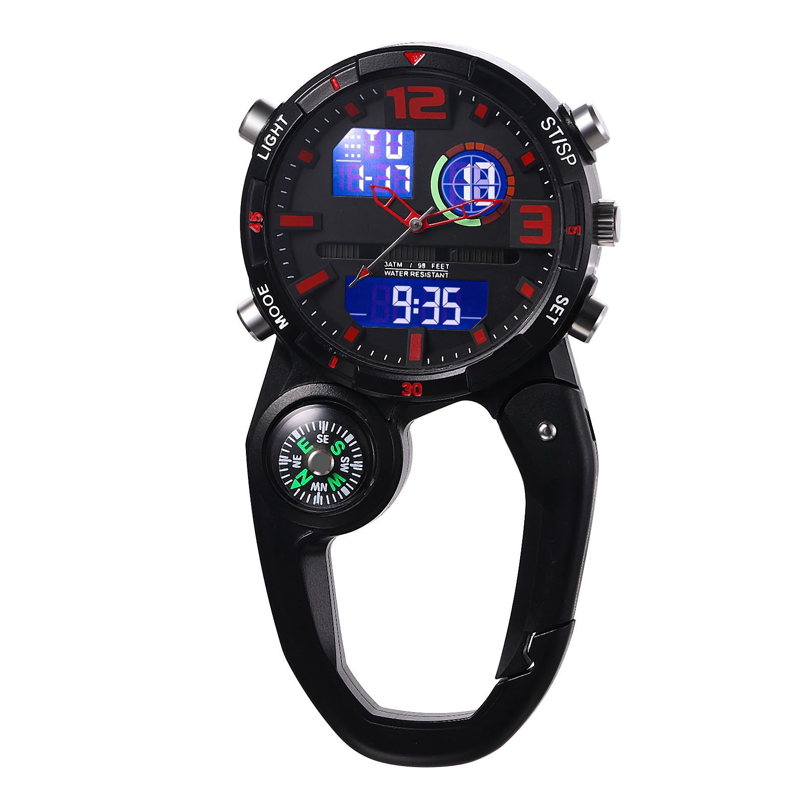 JewelryWe Clip on Digital Watch Carabiner Fob Watches for Nurses Chefs