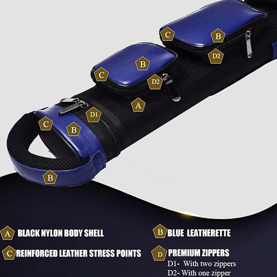 Champion 2X4,3x6 Nylon/Leatherette Billiard Pool Cue Stick Hard Carrying Case 4S2B, 6S3B