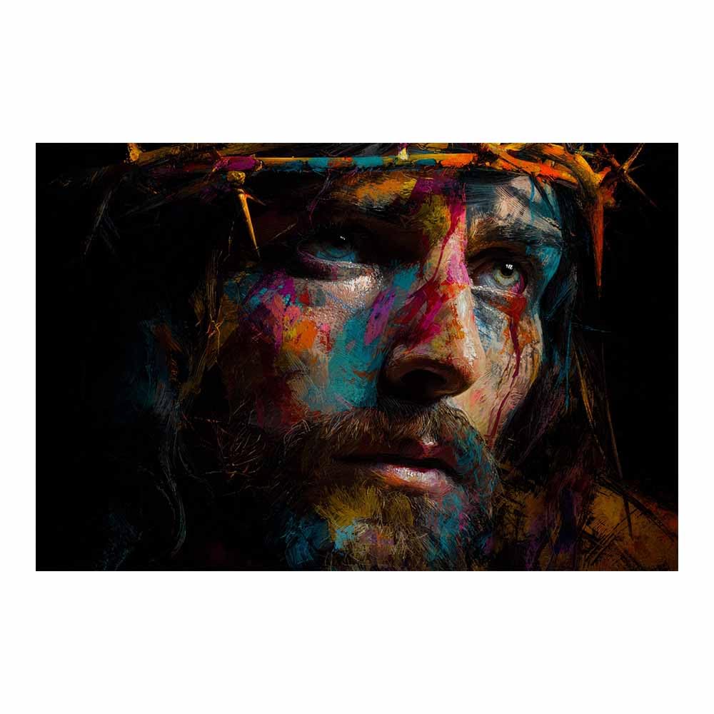 ZAMAEIU Jesus Art Pictures Posters Prints Colorful thorns face Religious Paintings, Wall Decor for Church,Prayer Room,Christians, Schools, Hospitals(multicolored)-30x50cm Unframed