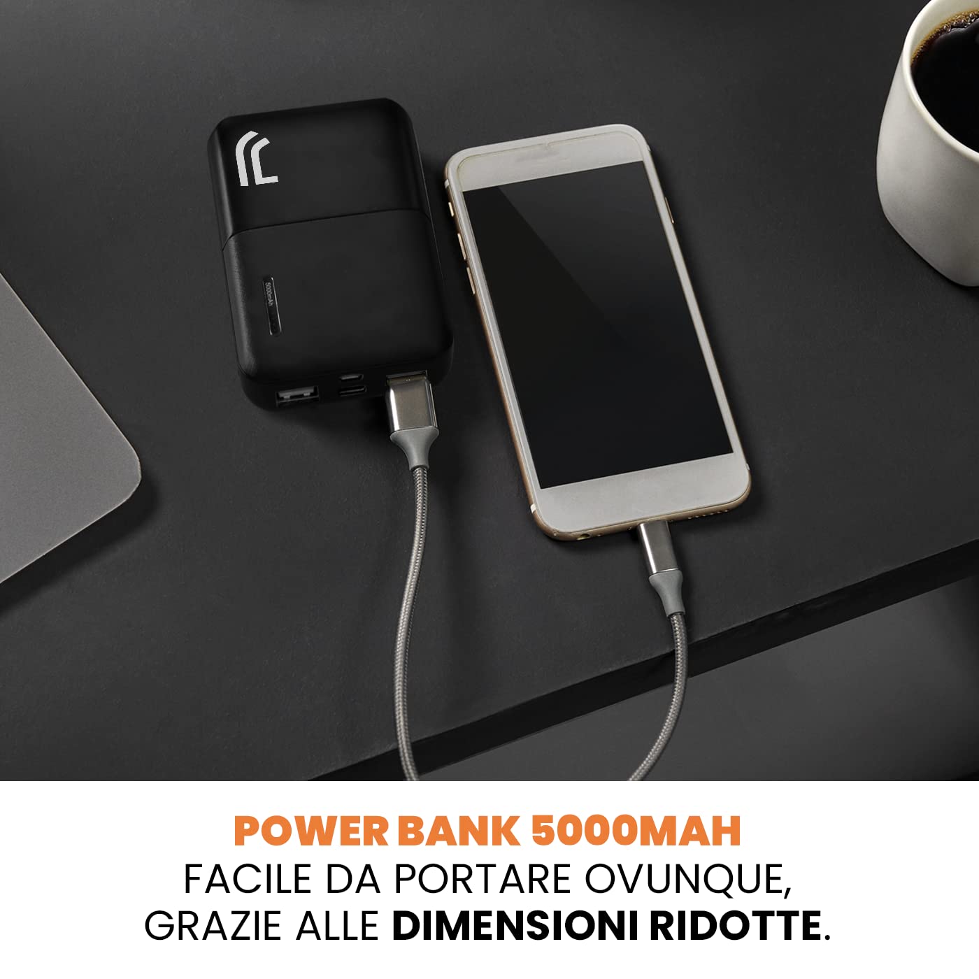 TECHMADE Juventus Football Cuffia microfono incluso |ON-EAR |con filo cavo aux | Bianco/Nero | con adattatore usb-c (+ POWERBANK 5000)