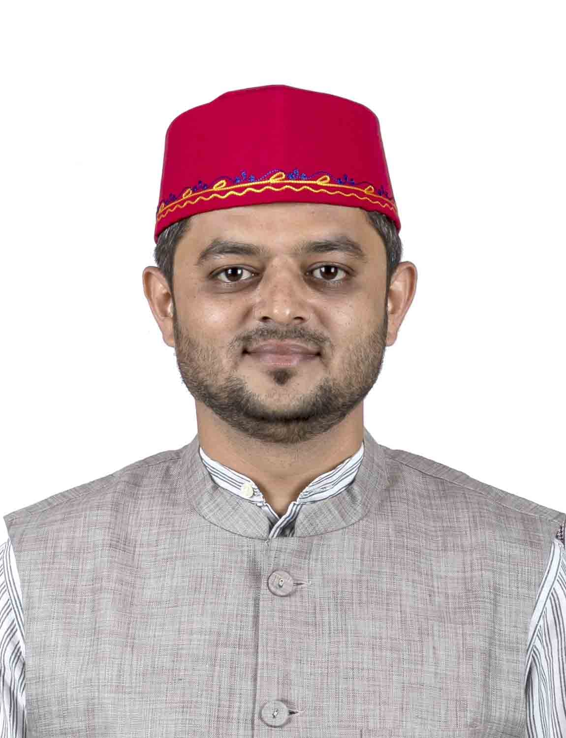 Traditional Handstitched Ready to Wear Typical Red Baniya Topi with Blue Hand Embroidery for Groom or Dulha or Navardev Wedding/Marriage-image-43