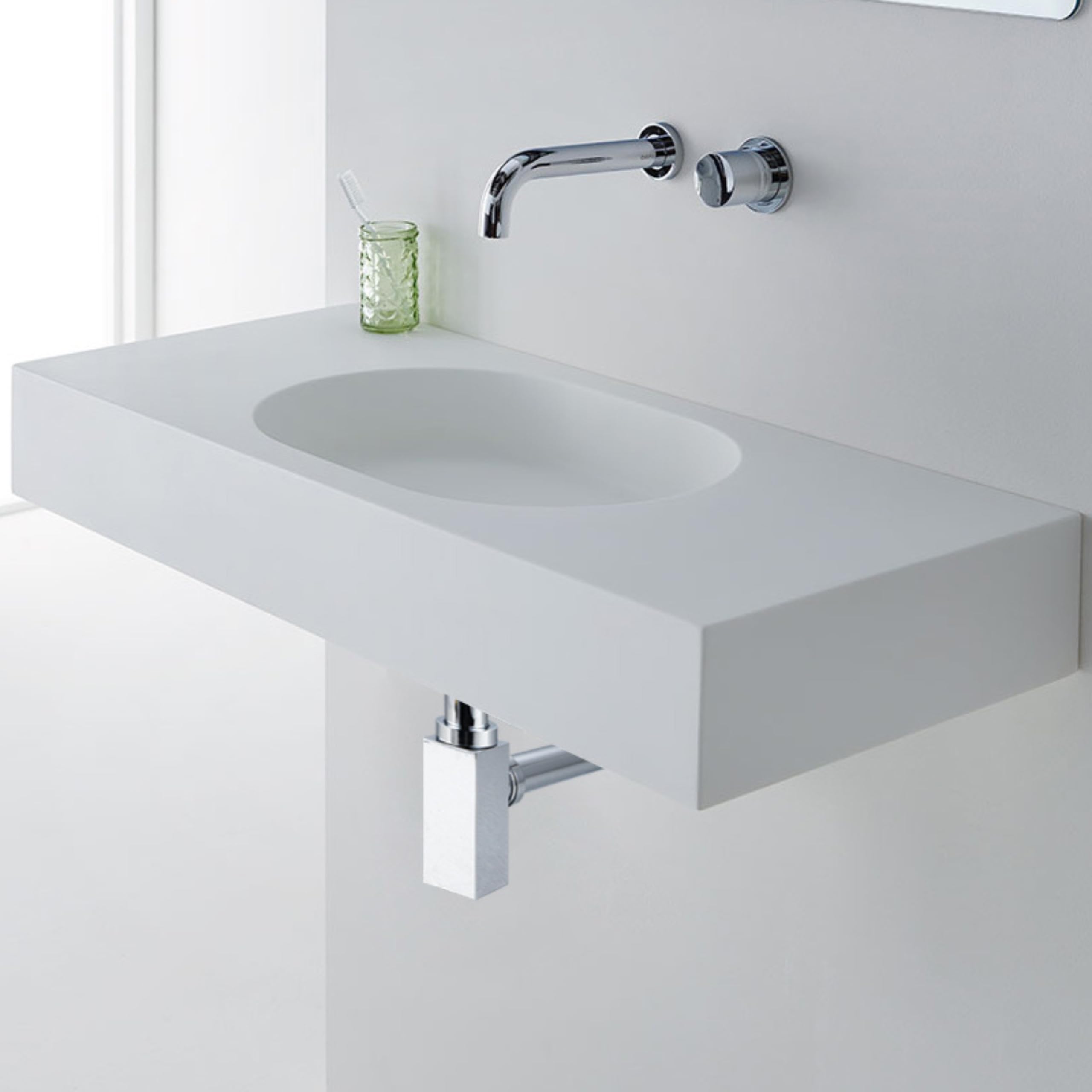 Flaschensiphon AquaUno G1 1/4 für Waschbecken, Eckig Chrom
