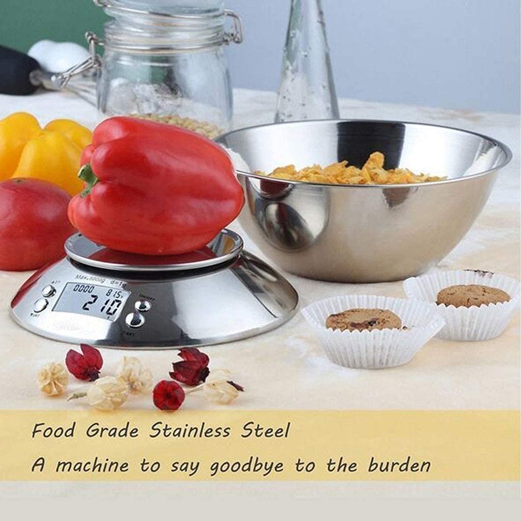 Básculas electrónicas Básculas de Cocina de 11 LB / 5 kg Básculas Digitales de Acero Inoxidable for cocinar Alimentos con tazón for Mezclar Desmontable