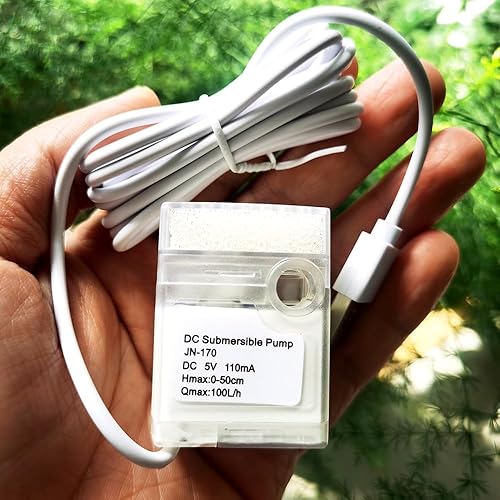 Miniatura 3 de Bomba de agua pequeña antiobstrucción pequeña bomba de acuario bomba de agua silenciosa USB segura y confiable (25 GPH 1 W) para tanques de peces