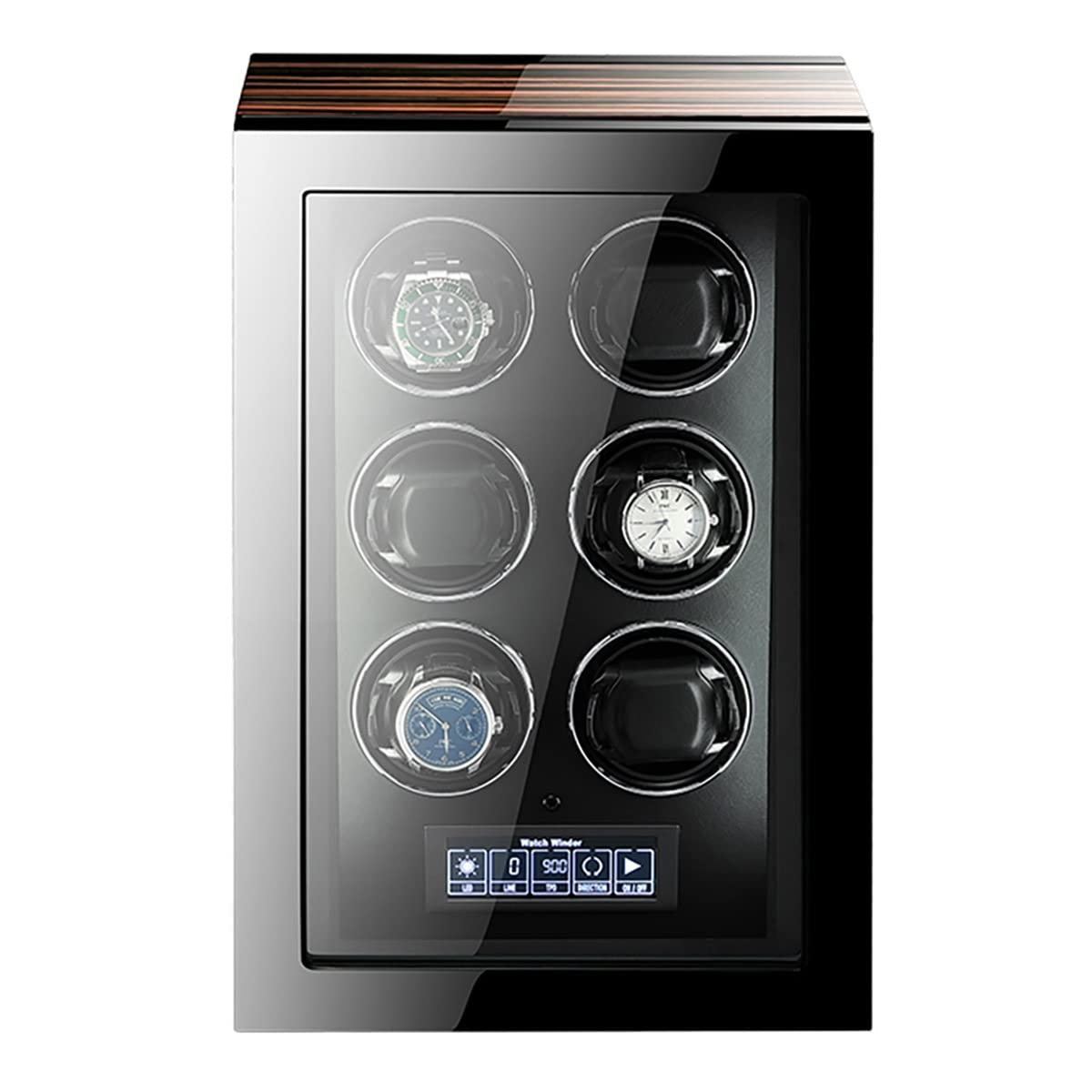9 12 24 Caricatore Automatico per Orologi Scatola espositiva con Illuminazione a LED e Display Digitale LCD Touch Screen Motore Silenzioso Cuscini per Orologi Regolabili ，6+0