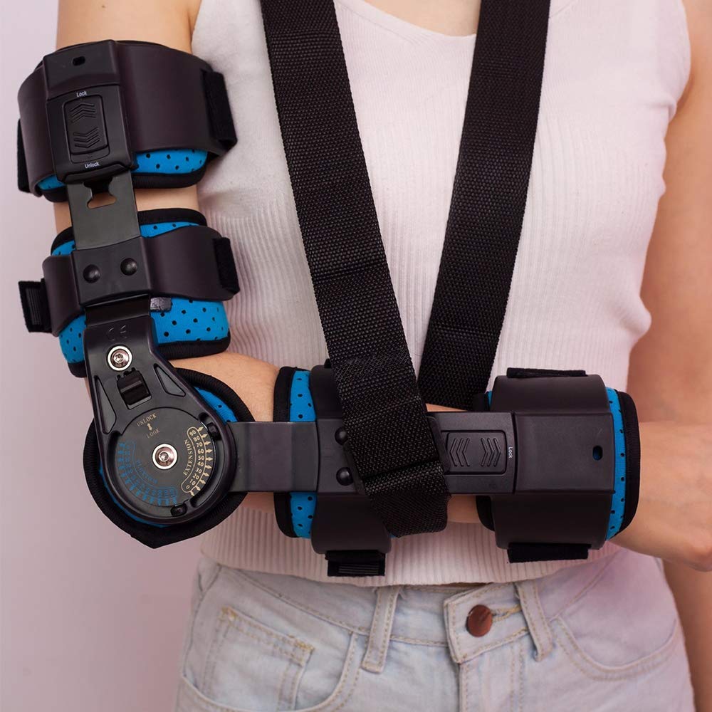 Férula Articulada para Codo con Cabestrillo, Soporte Estabilizador Ajustable para Codo Y Recuperación De Lesiones De Brazo para Hombres Y Mujeres.