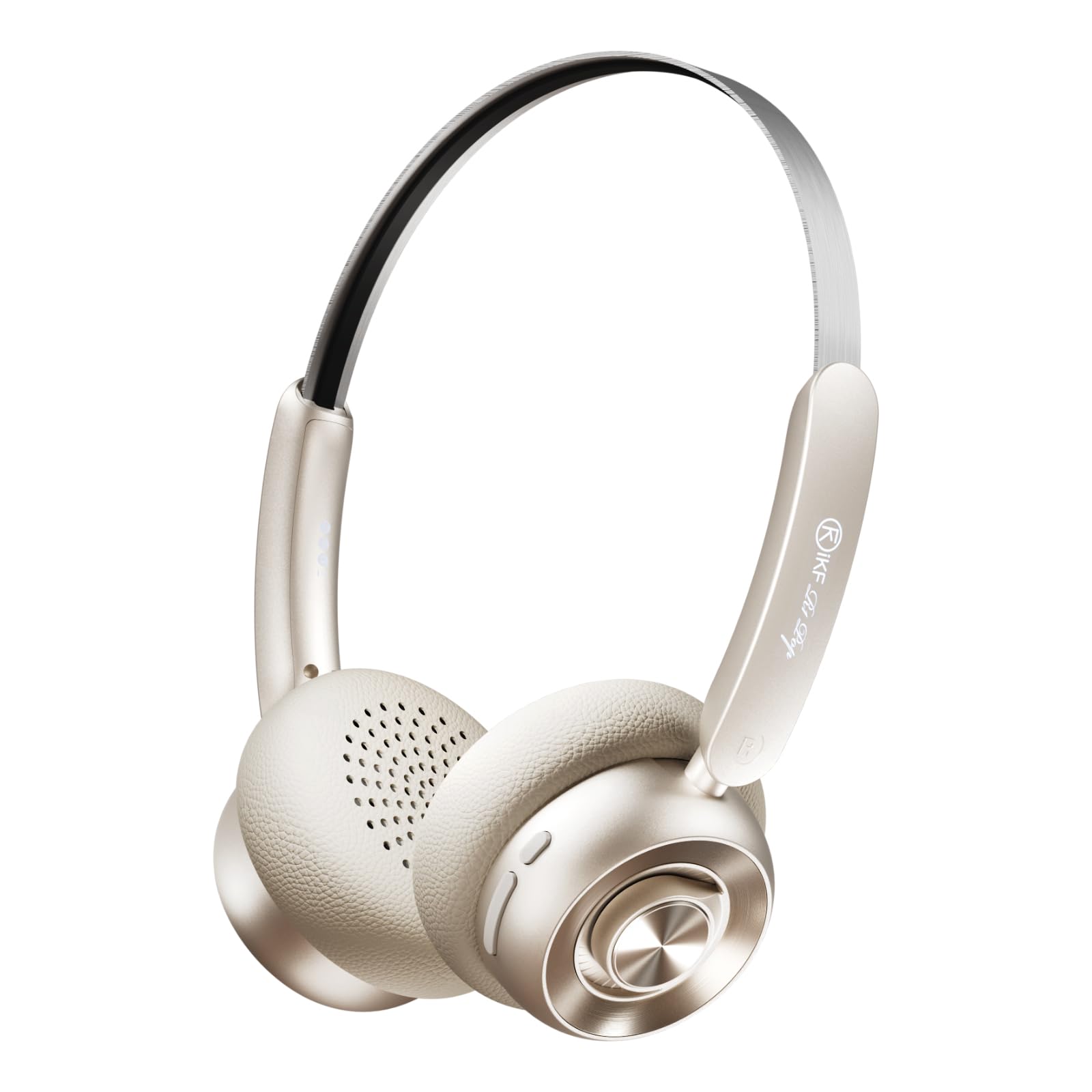 iKF R1 Pop Wireless On Ear Bluetooth Headphones 75H Playtime APP Custom EQ Noise Isolation Built-in Mic Lightweight for Workout Traval Gaming (Off White)-image-10