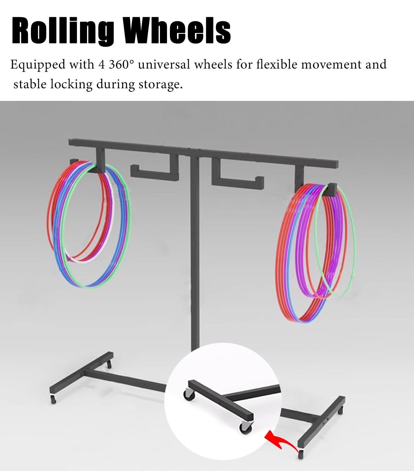 Supporto per hula hoop per esercizi, resistente, organizer per attrezzature sportive, varie dimensioni, soluzione portatile per casa e palestra