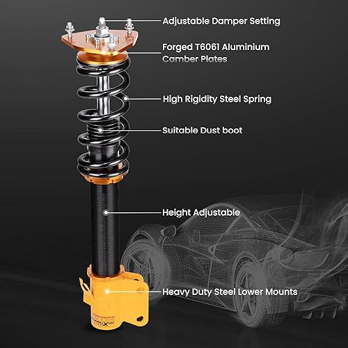 Miniatura 2 de maXpeedingrods Coilover para Subaru Impreza WRX 2000-2007, para Subaru Forester SG 2003-2008, amortiguador de 24 niveles ajustable, kit de
