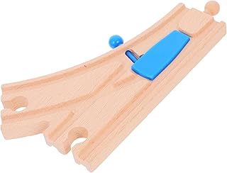 Pista De Tren De Madera Cambio De Vía Azul para Niño Niña Accesorio Seguro y Duradero para Construir Sets De Trenes De Madera y Educativos De Imaginación