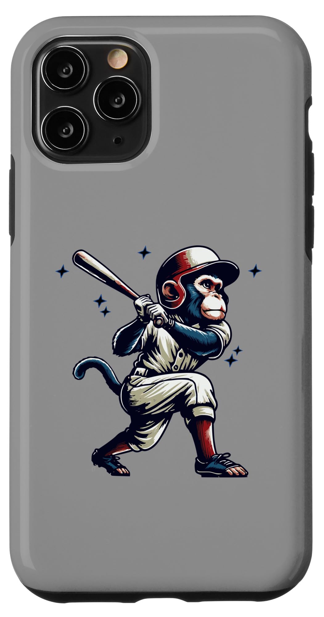 iPhone 11 Pro Baseball Player Monkey Chimp Swinging Baseball Bat Retro Case