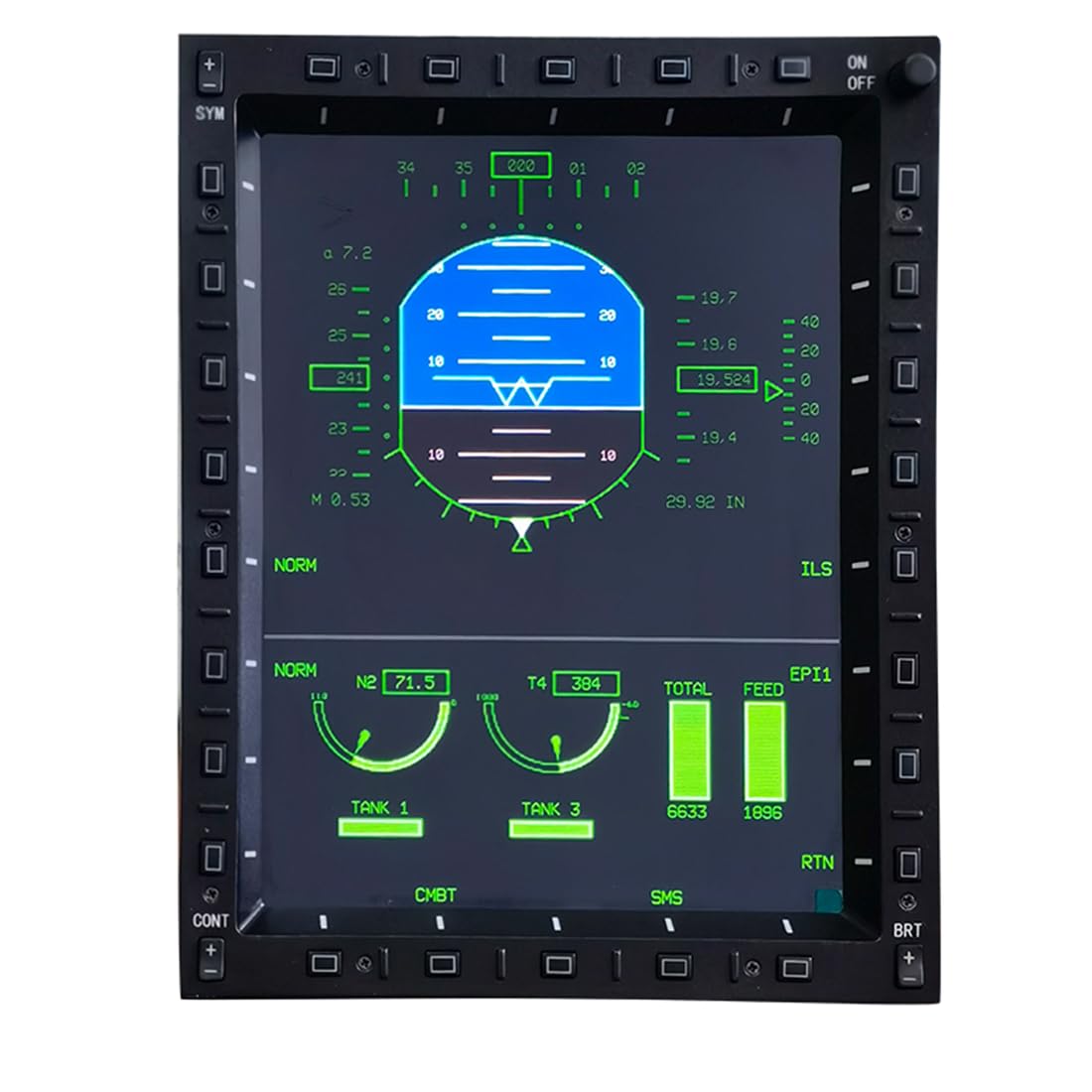 10.4-Inch Military-Grade LCD MFCD Display - Full-Size Multi-Function Color Panel for PC Flight Simulators Game, Compatible with JF-17, F/A-18 F16 in DC-S