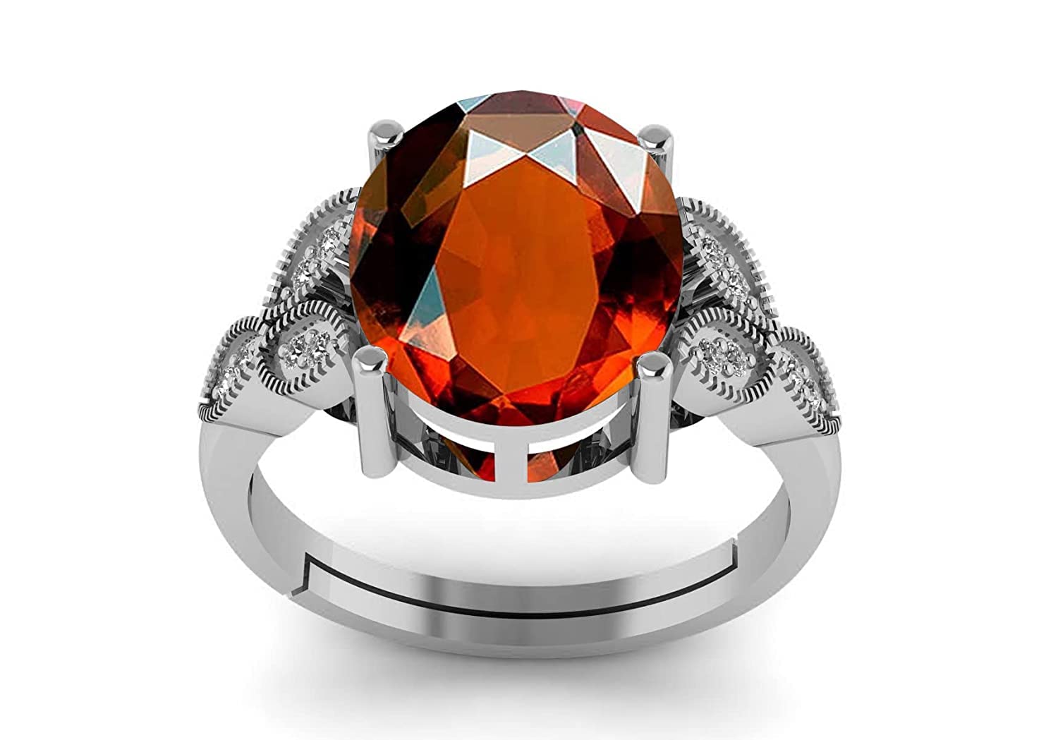 LMDLACHAMA PRAJAPATI Certified Natural 6.60 Carat / 7.25 Ratti Hessonite Gomed Silver Adjustable Astrological Ring with Lab Certificate for Man and Women (B08718557P) Amazon Price History, Amazon Price Tracker