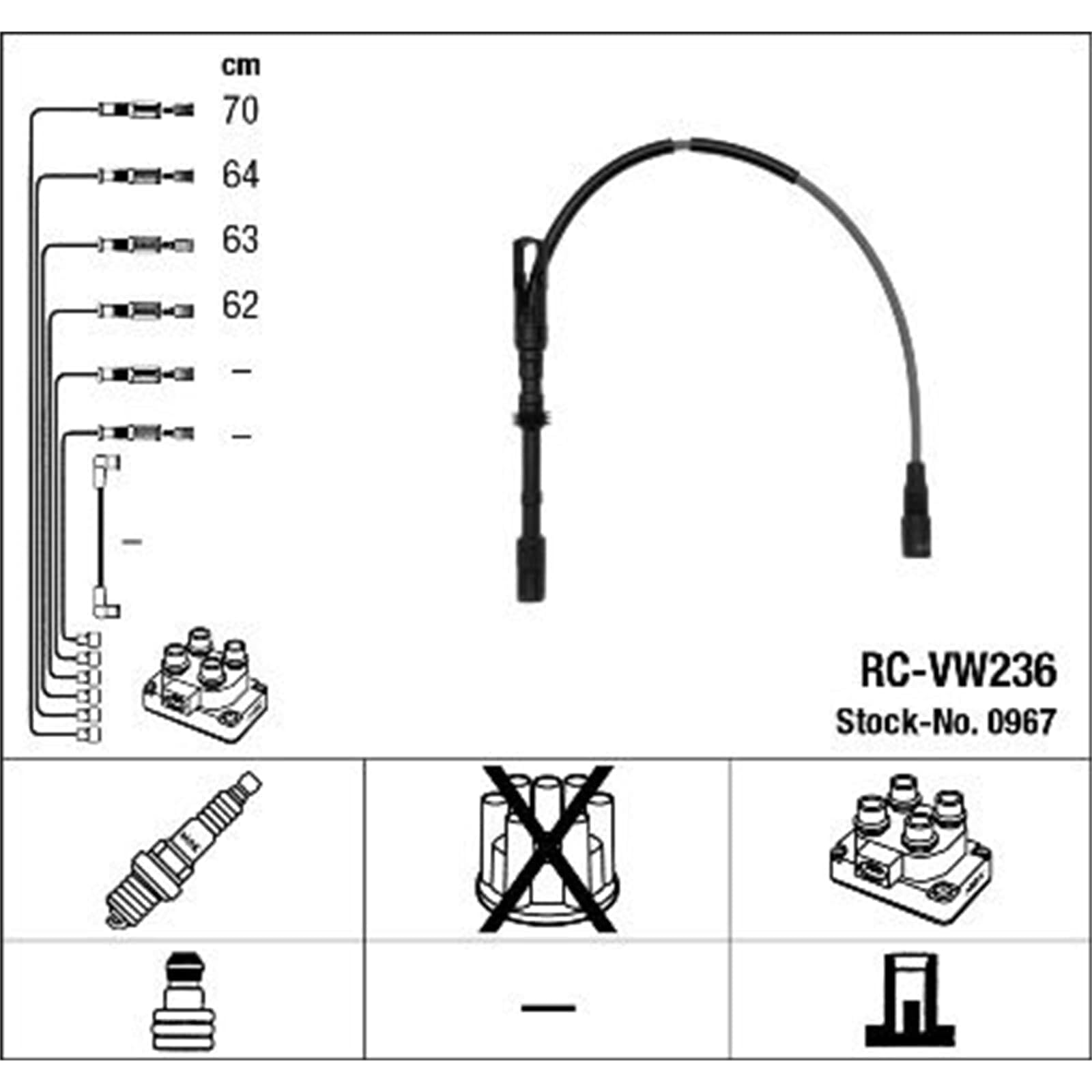 Cavo candela NGK | RC-VW236, 0967