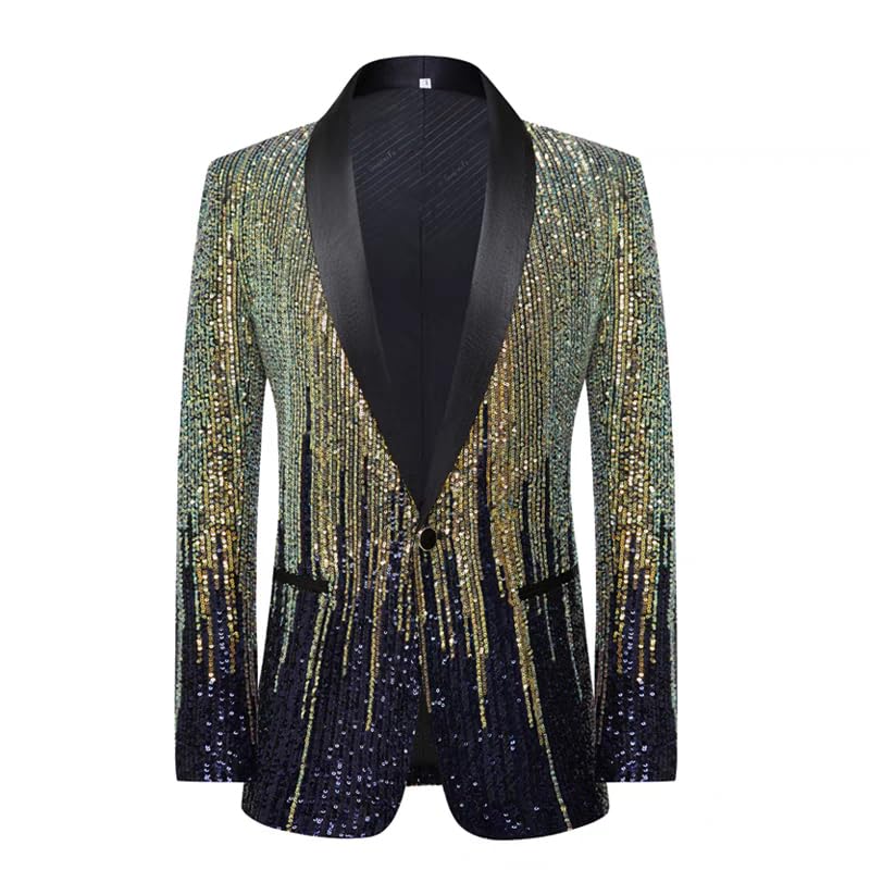 Men's Sequin Jacket, Party, Ball, Wedding, 3-Button Jacket.