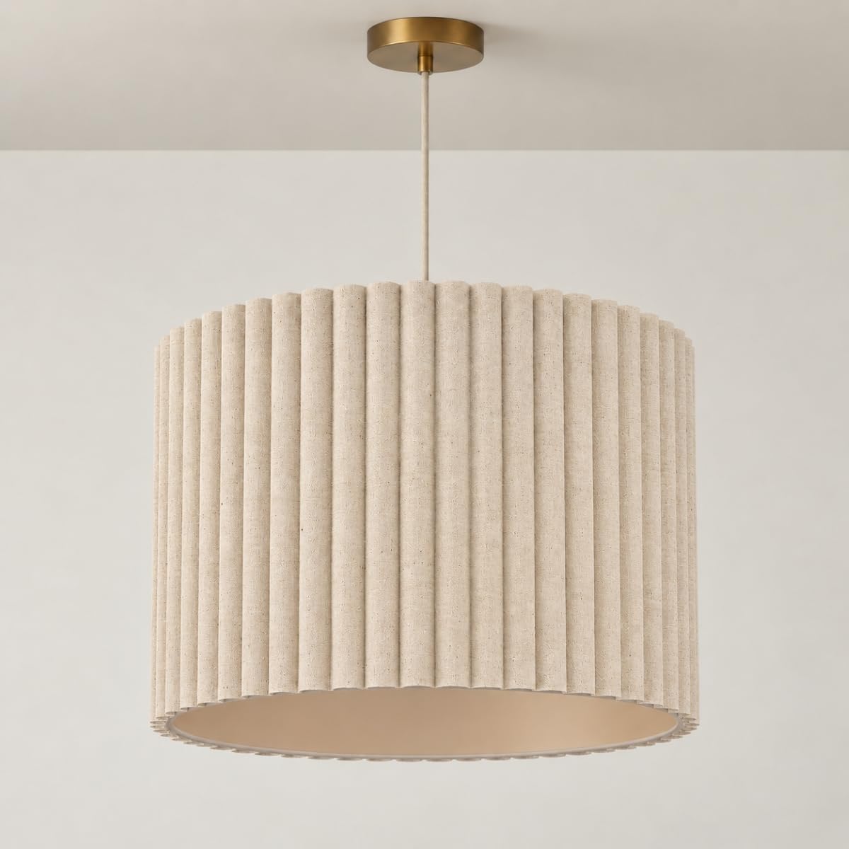 CGC Lighting Indoor lampshade Scalloped Large 41cm Width Drum Shape Ceiling Hanging Floor Table lamp (Oatmeal Linen Scallop)