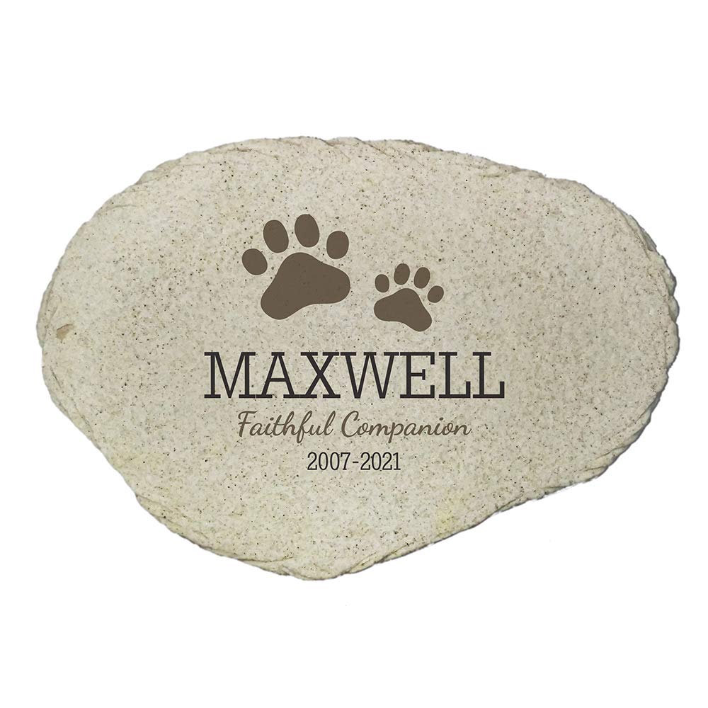 GiftsForYouNow Paws Personalized Pet Memorial Garden Stone, Made of Resin, Flat Design, UV Printed