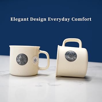 Ceramic Mug - 450ml(15oz) Coffee Cup with Comfortable Handle, Durable White Tea Cup for Hot & Cold Beverages, Perfect for Home, Office, Gift (9.6cm x 8.9cm, 390g)