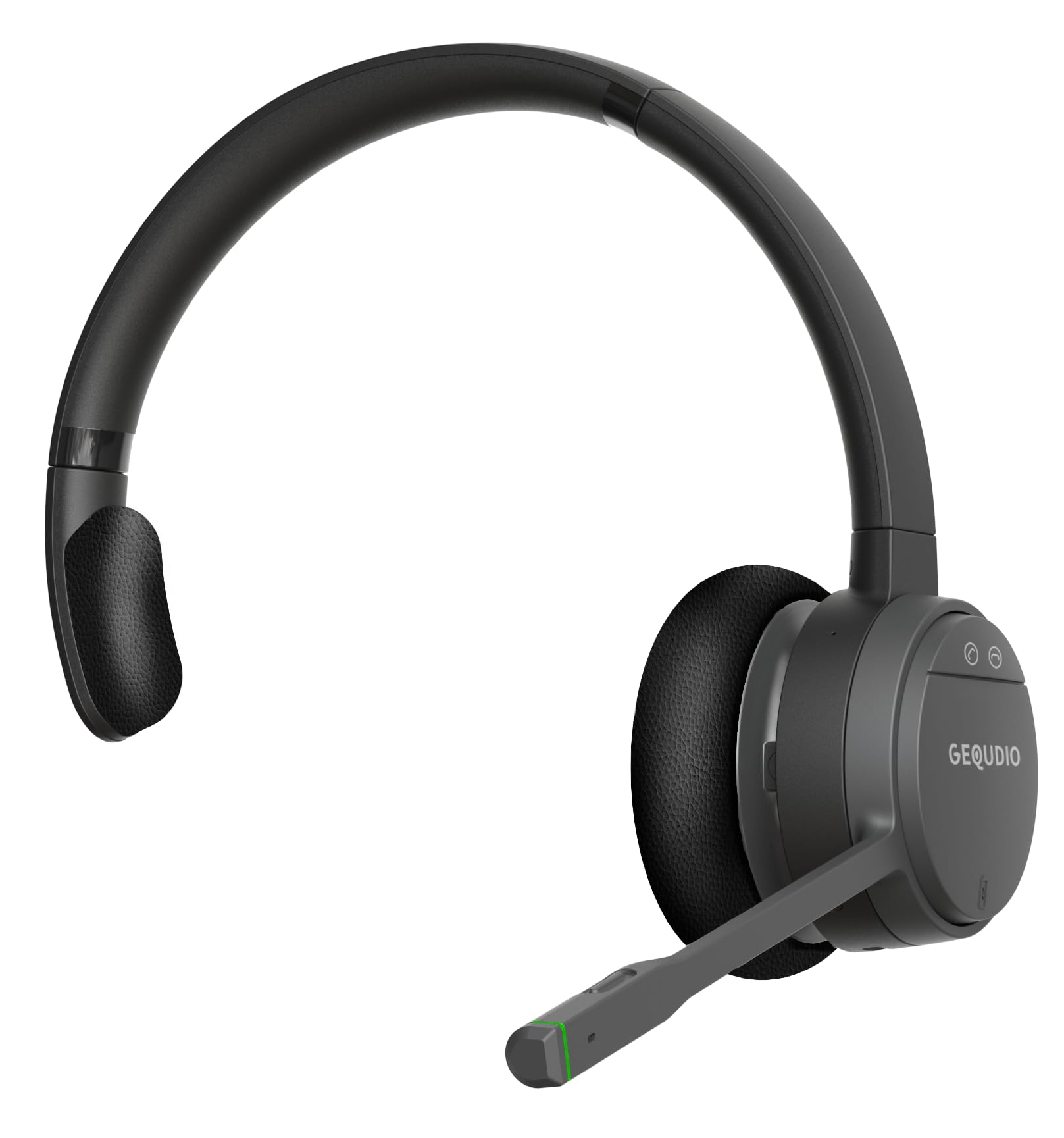GEQUDIO GC-1 DECT & Bluetooth Headset für AVM FritzBox - Kabellose Anrufsteuerung am FritzFon - Mono Kopfhörer für PC & Smartphone - HD Audio, Schwarz/Grau