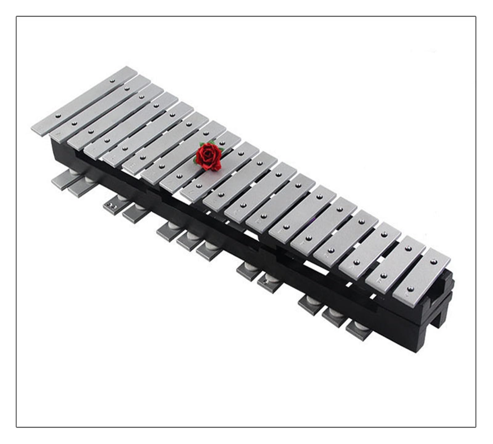 xilofono ​Legno Tasti Bianchi e Neri Tasti Argento Strumento a percussione didattico Pieghevole Carillon con Piastra in Alluminio da 30 Toni (Color : Silver Key)