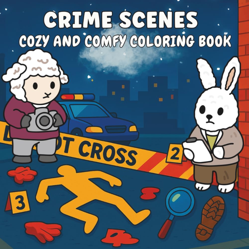 Crime Scenes: Bold and Cozy Crime Scenes Coloring Book Featuring fuzzy Cute animals vibes for Adults Relaxation and Stress Relief. Not for Kids