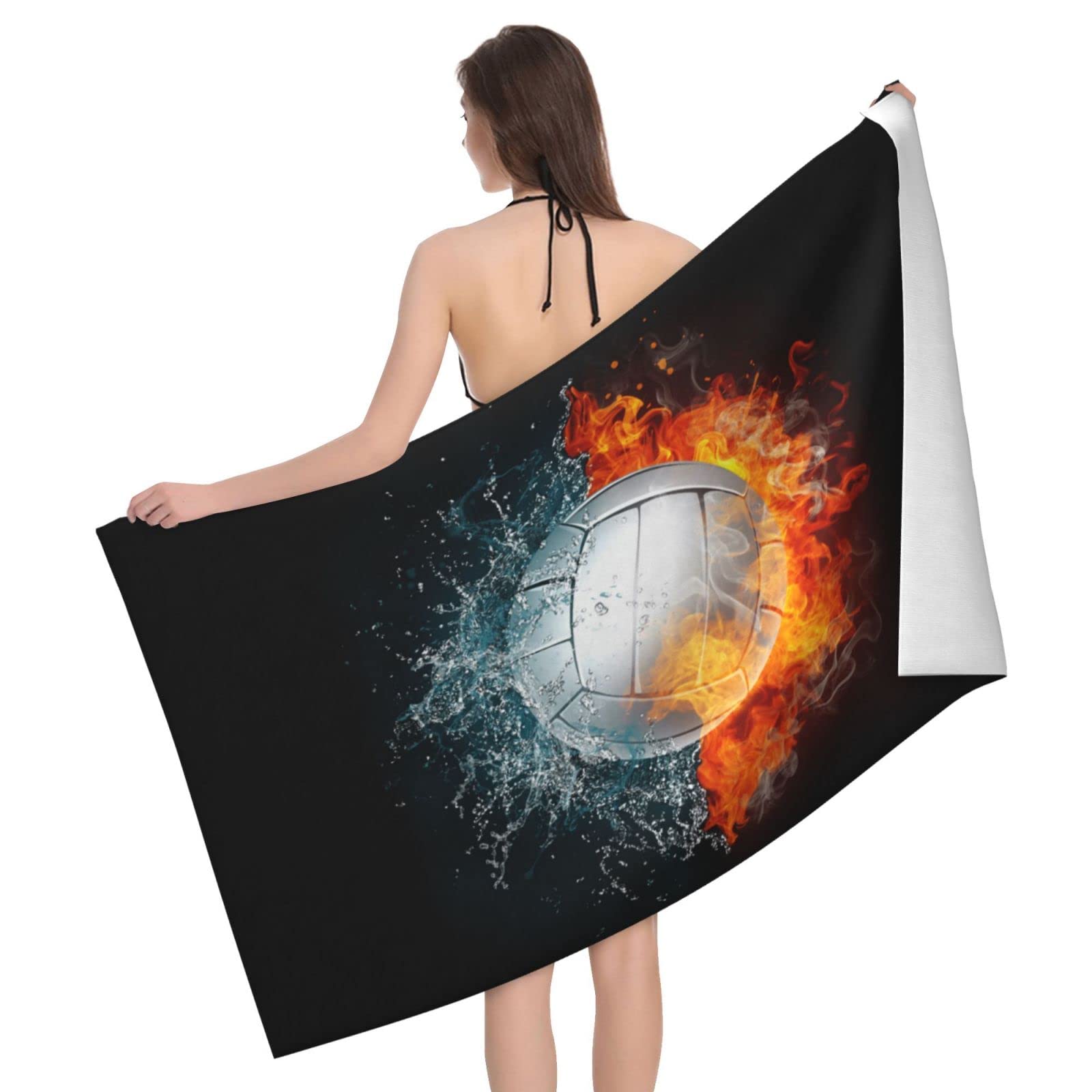 Lawenp Wate and Fire Volleyball Bath Towel Beach Towel Popular Durable Stylishffy Touch Highly Absorbent Quick Dry Polyester 32" X 52" Also As A Gift