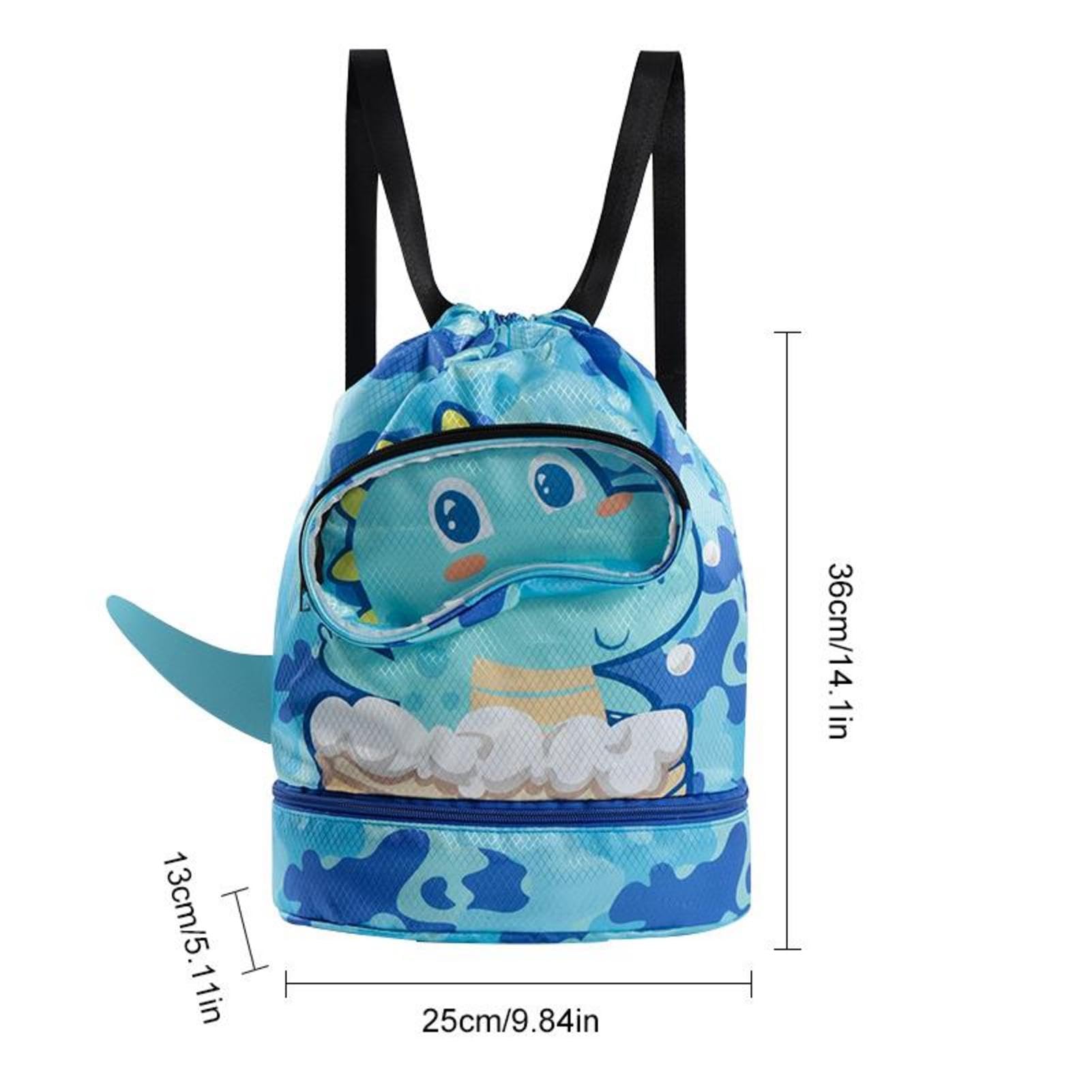 Generico Borse da nuoto per bambini,Borse da bagno Cartoon per nuotatori | Borsa sportiva impermeabile con coulisse e separazione asciutta e bagnata con tracolla regolabile per nuoto, spiaggia, sport,