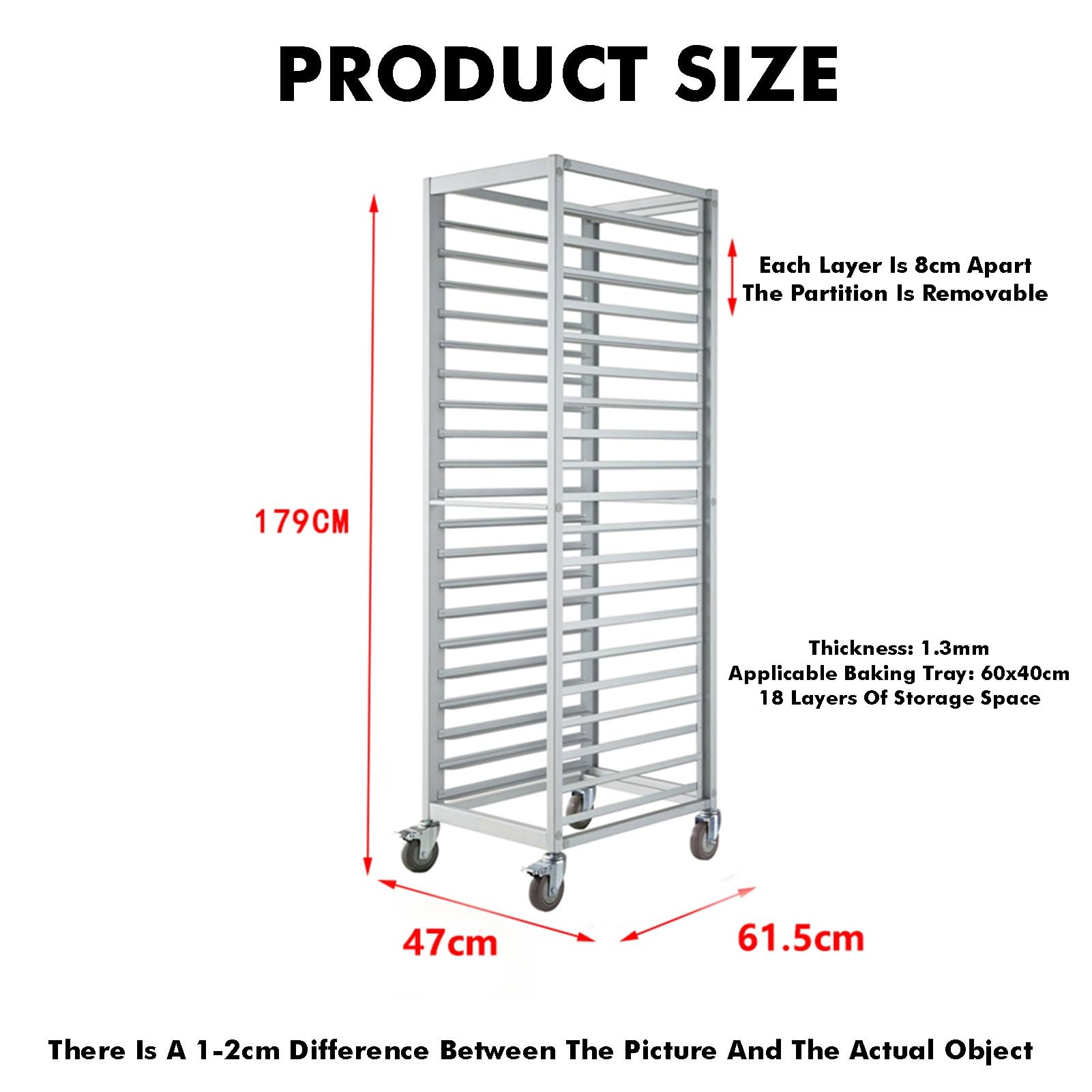 Scaffale In Alluminio A 18 Ripiani, Carrello Di Raffreddamento Per Panetteria, Carrello Porta-Vassoi Per Alimenti Resistente Per Cucine Domestiche E Commerciali, Soluzione Di Raffreddamento Ideale Pe
