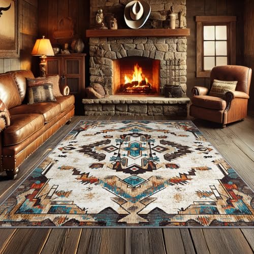 Aquailis Aztec Rugs for Living Room - 4x6 Rug, Native