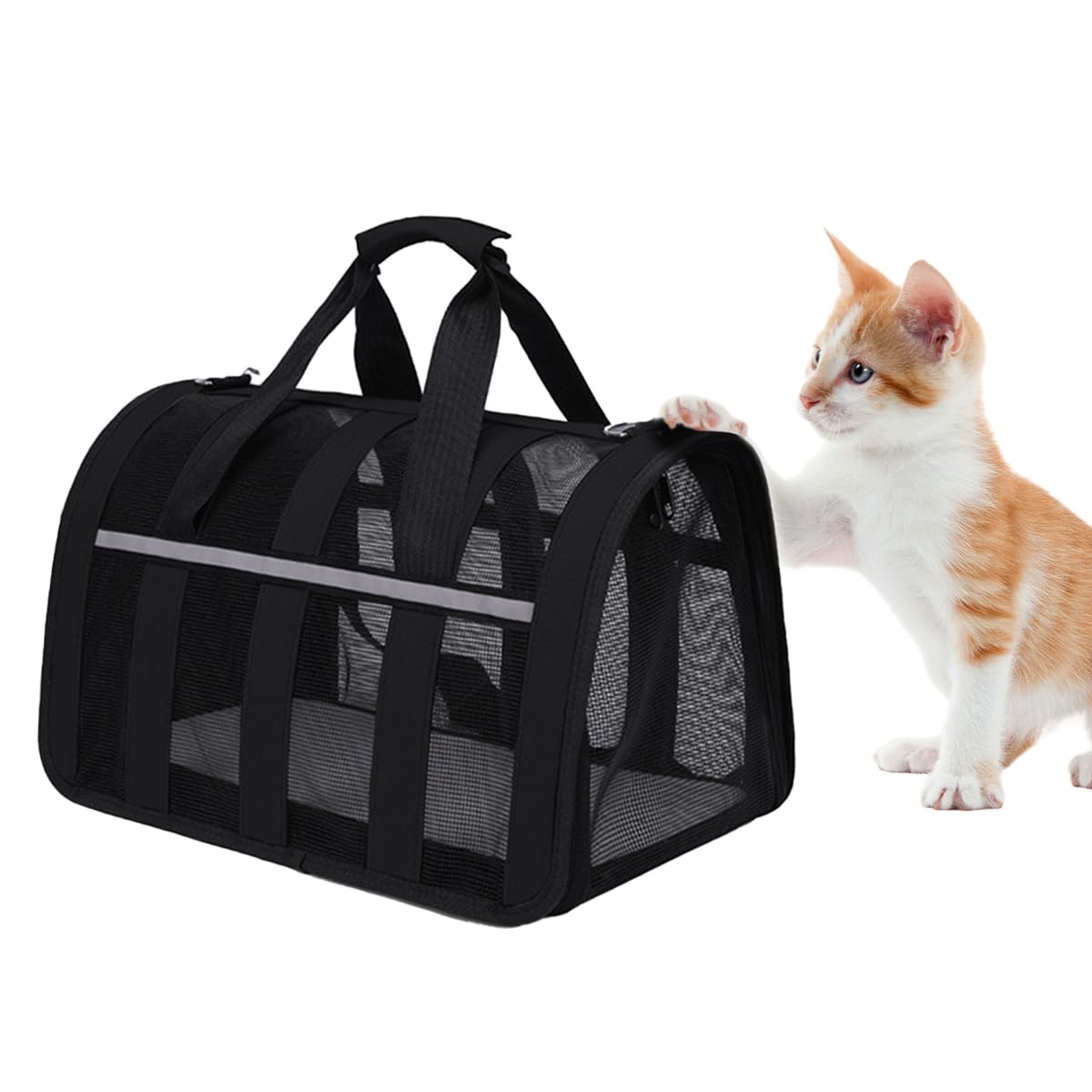 Cat Carrier, Cat Carriers with Four Sides Mesh, Breathable Transport Bag for Pets, Foldable Transport Bag for Cats and Dogs
