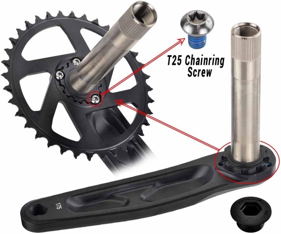 Guarnitura per Bici Pieghevole da 170 mm/175 mm, Set di pedivelle a Perno Quadro, guarnitura Integrata in Lega di Alluminio, Leggera.