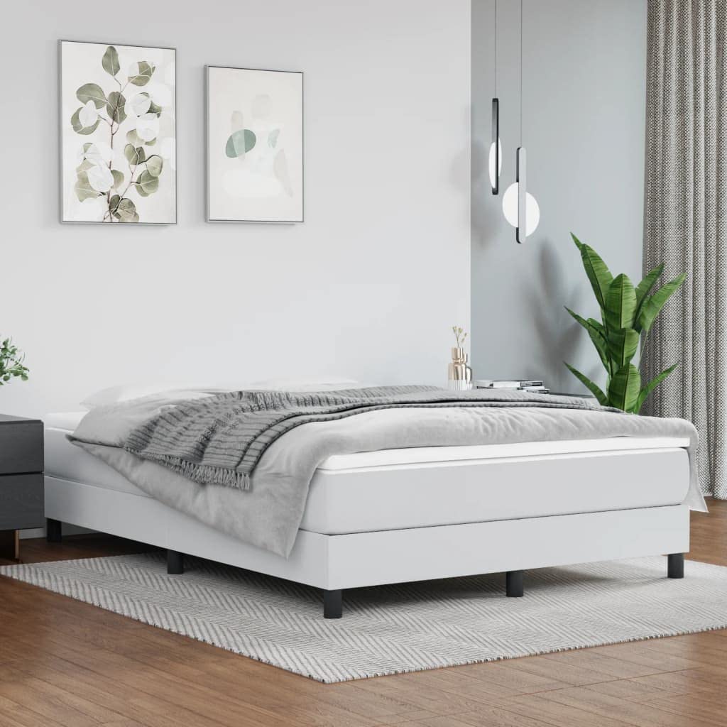 Materac ze sprężynami kieszeniowymi, średni biały, 140 x 200 x 20 cm, sztuczna skóra, oddychający, ergonomiczny, pianka memory, visco, zimna pianka, do łóżka kontynentalnego i stelażu