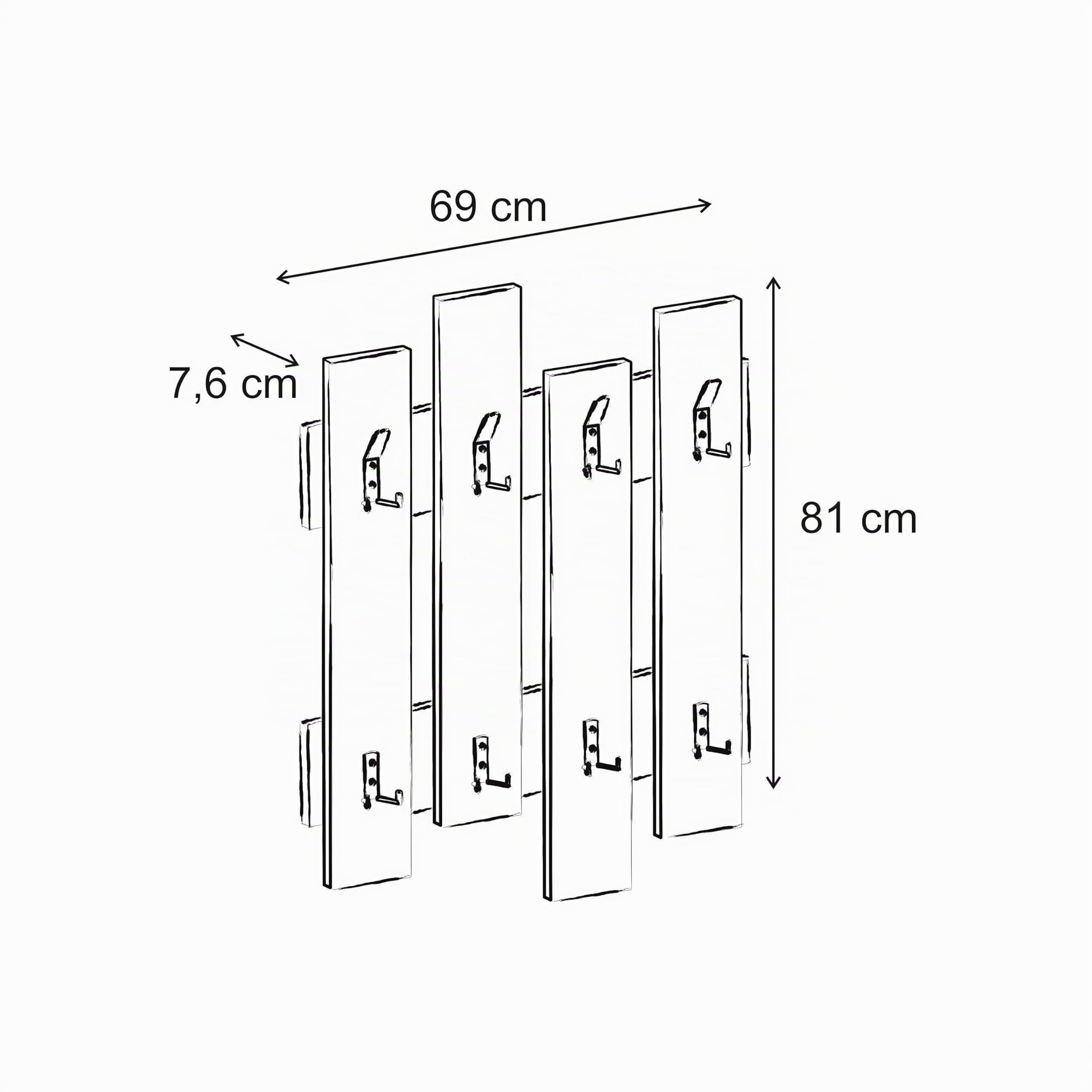 Wandgarderobe mit 8 stabilen Haken| platzsparender Flur Organizer für Mäntel| Taschen und Hüte| modernes Design zur Wandmontage| hohe Belastbarkeit| mehrere Farboptionen| 81 x 64 cm (Sandstein)