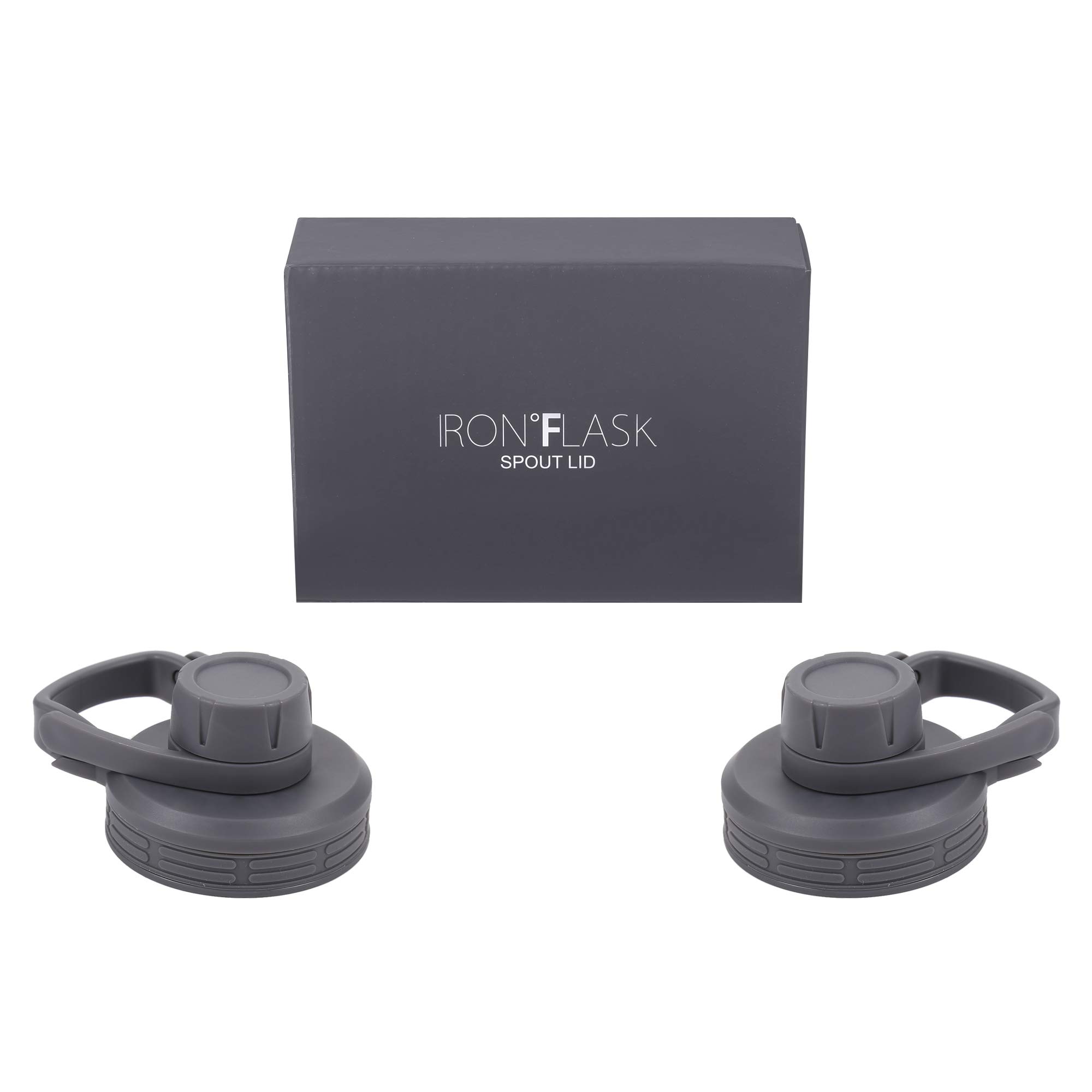 IRON °FLASK Spout Lid for Wide Mouth, Insulated Sports Water Bottles, Chug Lid, BPA Free 2 Lids (Graphite)